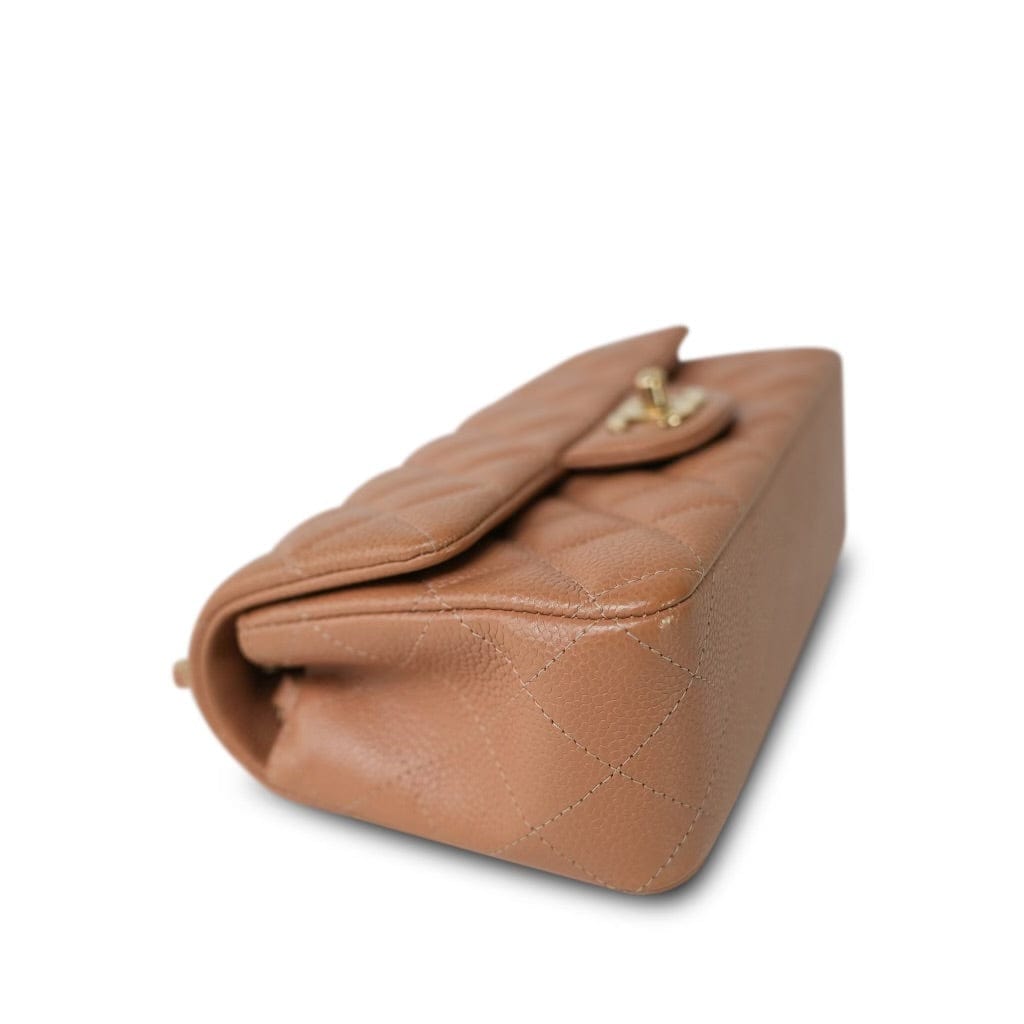 18S Dark Beige Caviar Quilted Mini Rectangular Flap LGHW