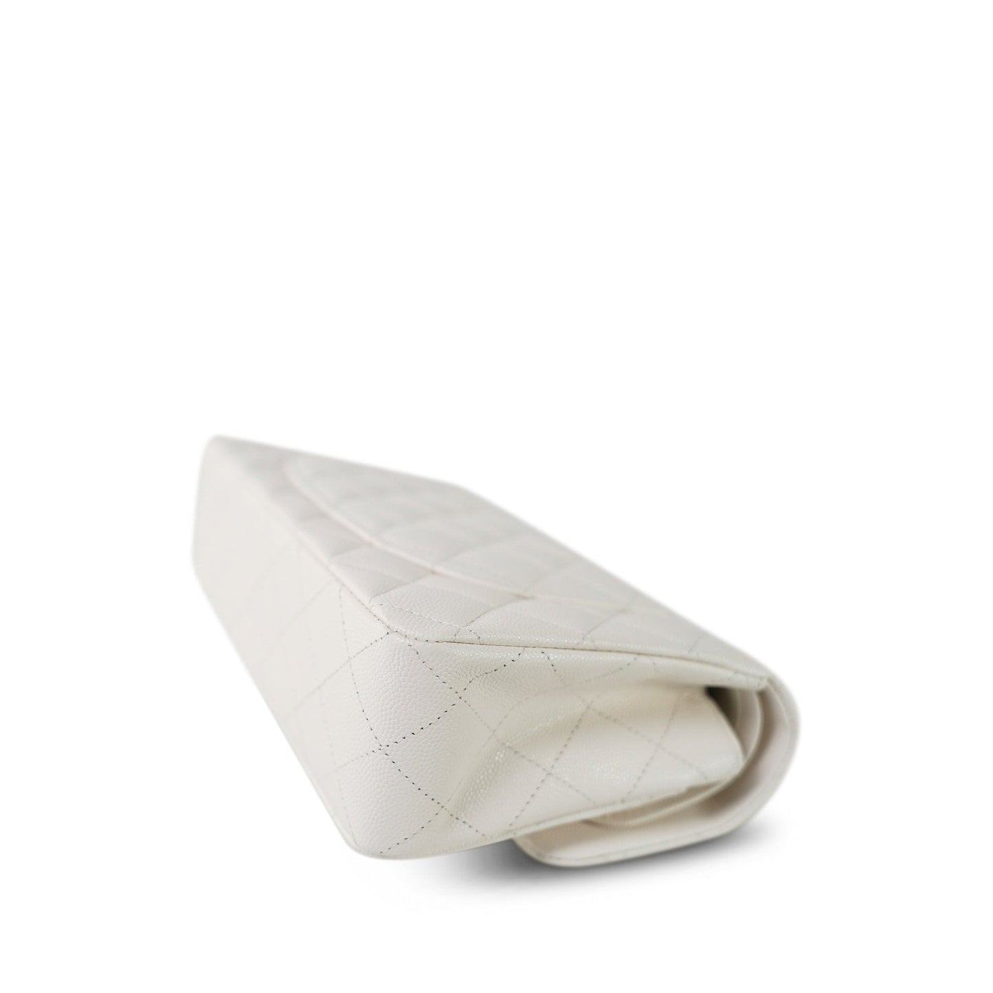 21B White Caviar Quilted Classic Flap Small Light Gold Hardware