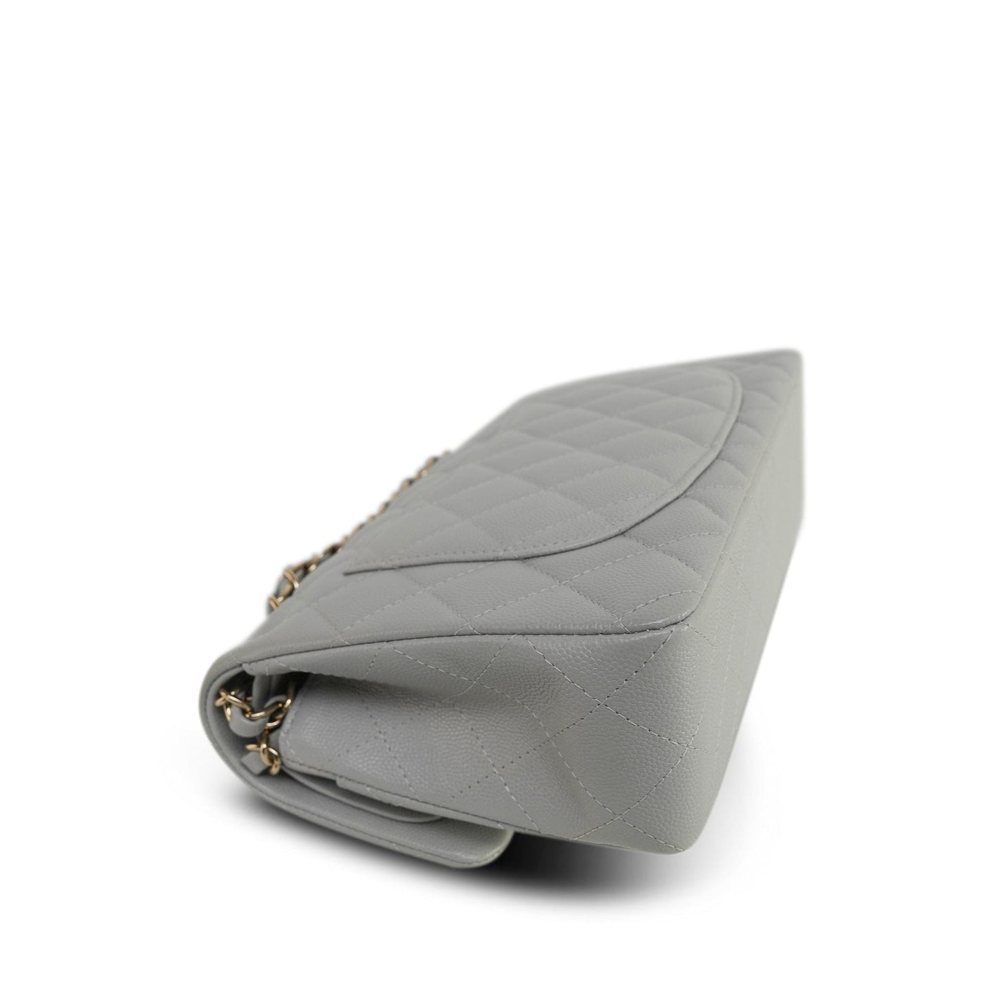 21A Grey Caviar Quilted Classic Flap Small Light Gold Hardware