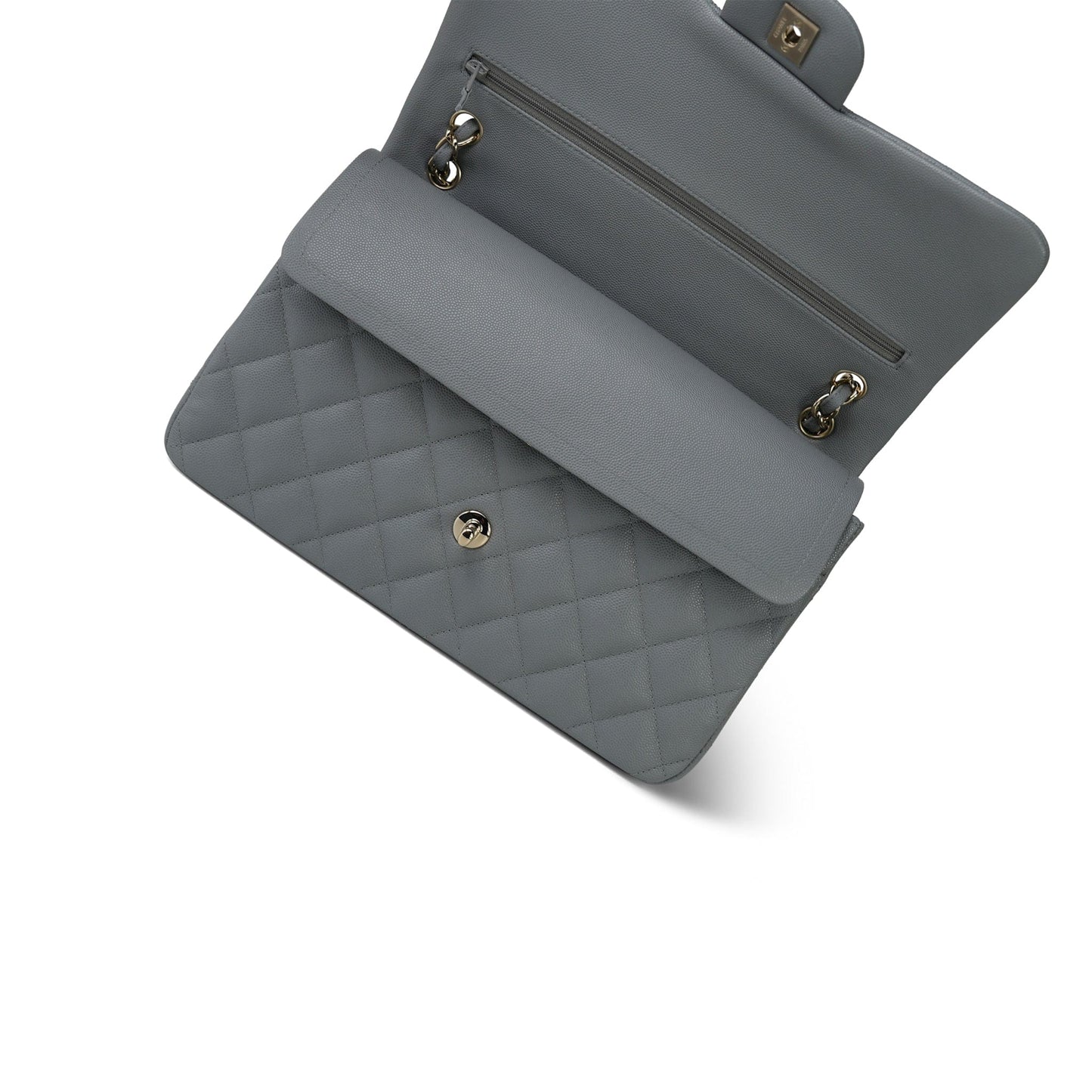 20C Grey Caviar Quilted Jumbo Classic Flap Light Gold Hardware