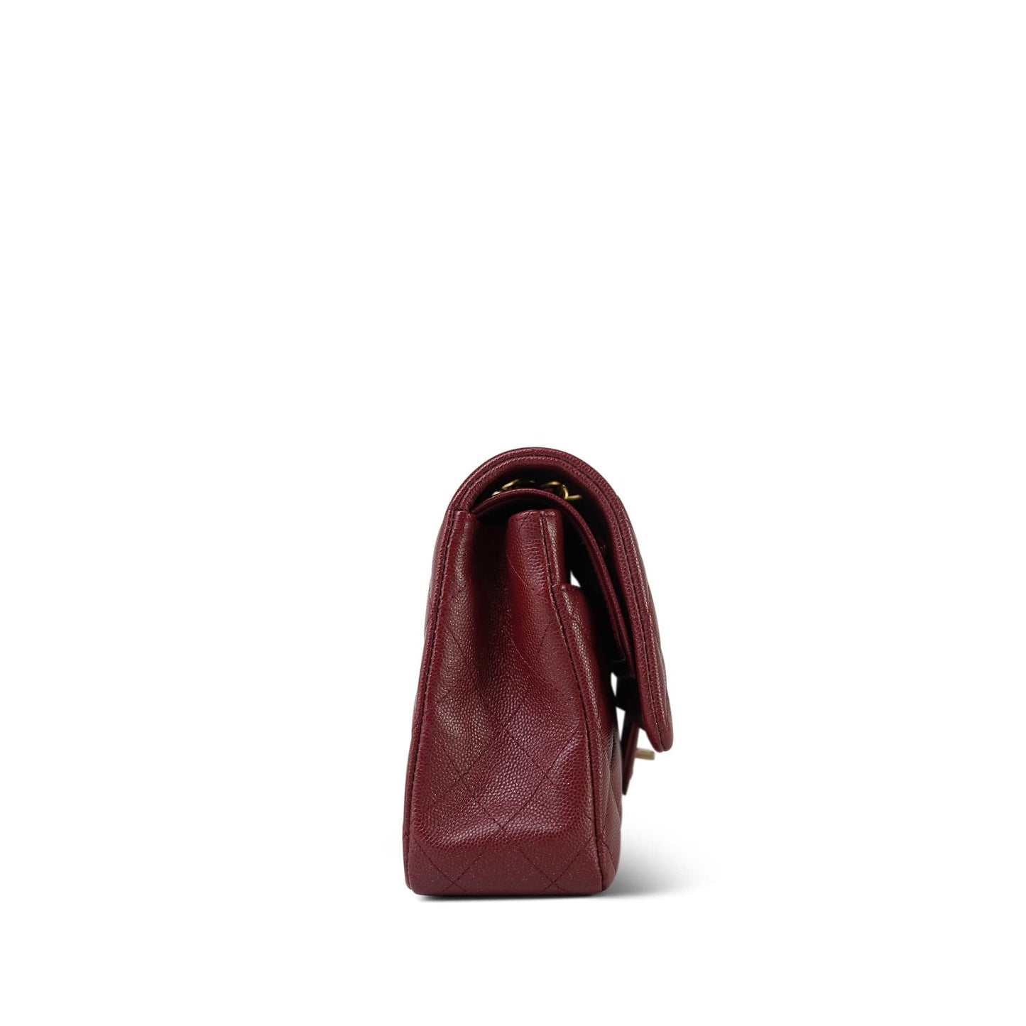 18C Dark Red Glittery Caviar Quilted Medium Classic Flap Aged Gold Hardware