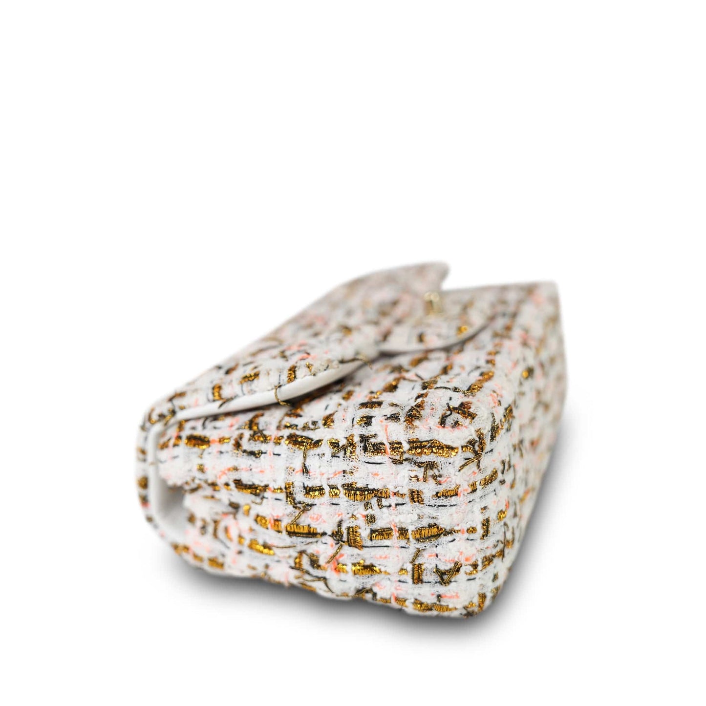 19C White/Orange/Gold Tweed Quilted Mini Rectangular Flap LGHW