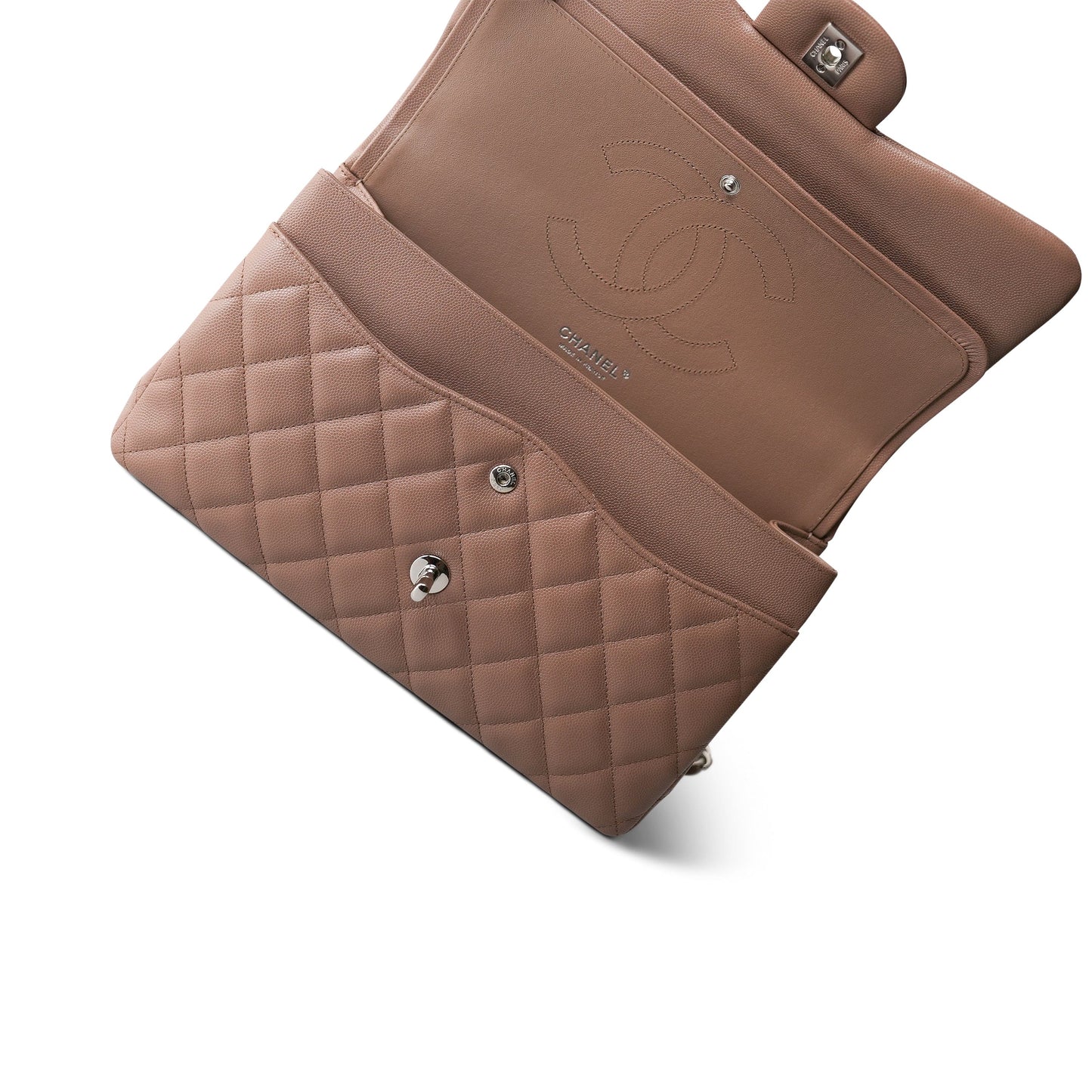 17B Dark Beige Caviar Quilted Classic Flap Jumbo Silver Hardware