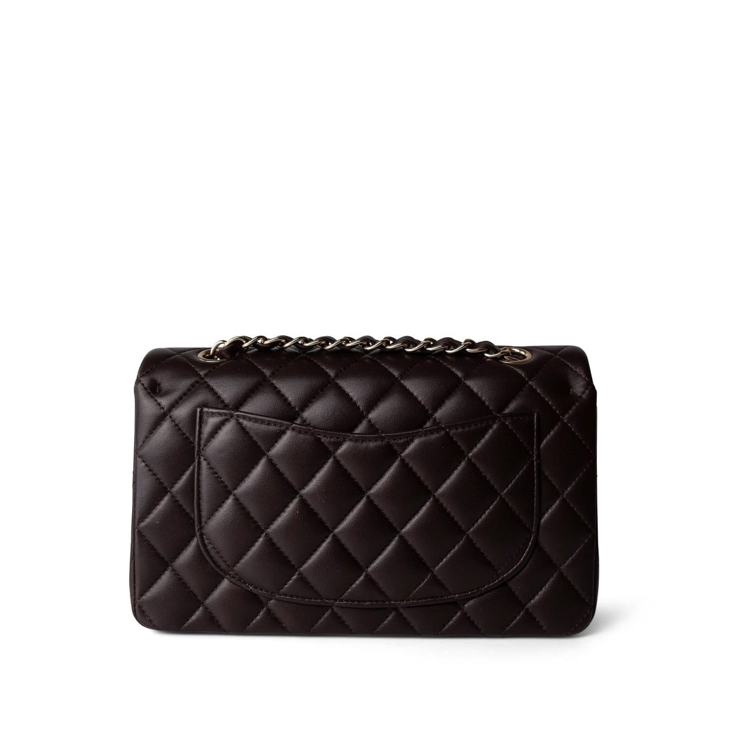 21A Dark Brown Lambskin Quilted Classic Flap Small LGHW