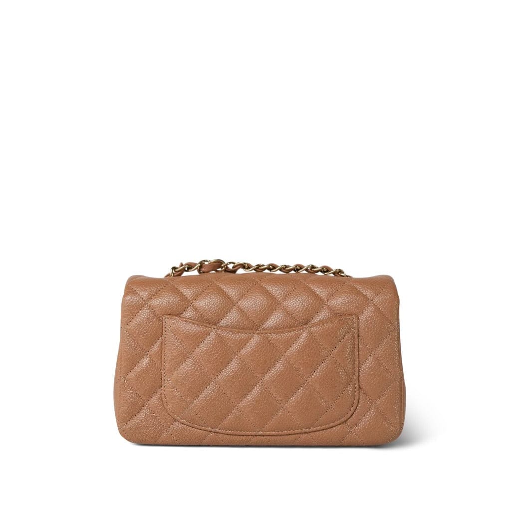 18S Dark Beige Caviar Quilted Mini Rectangular Flap LGHW