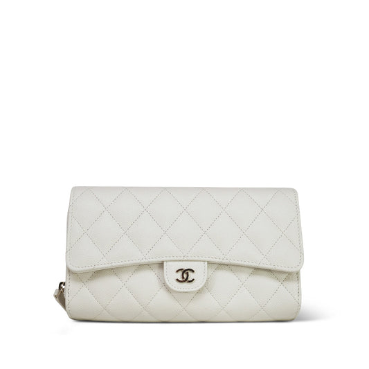 White Caviar Quilted Phone Holder Wallet On Chain LGHW