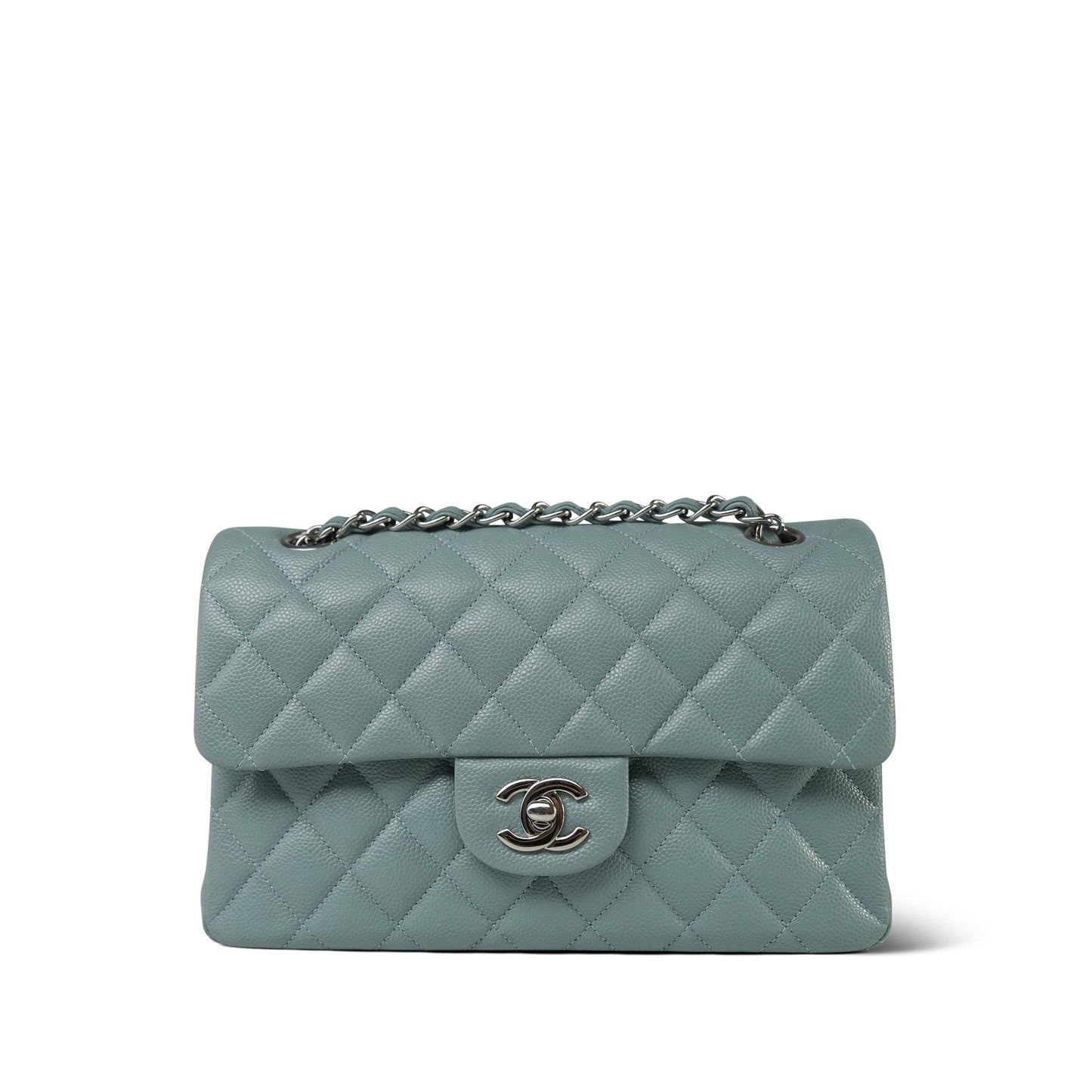 20B Blue Caviar Quilted Classic Flap Small Silver Hardware