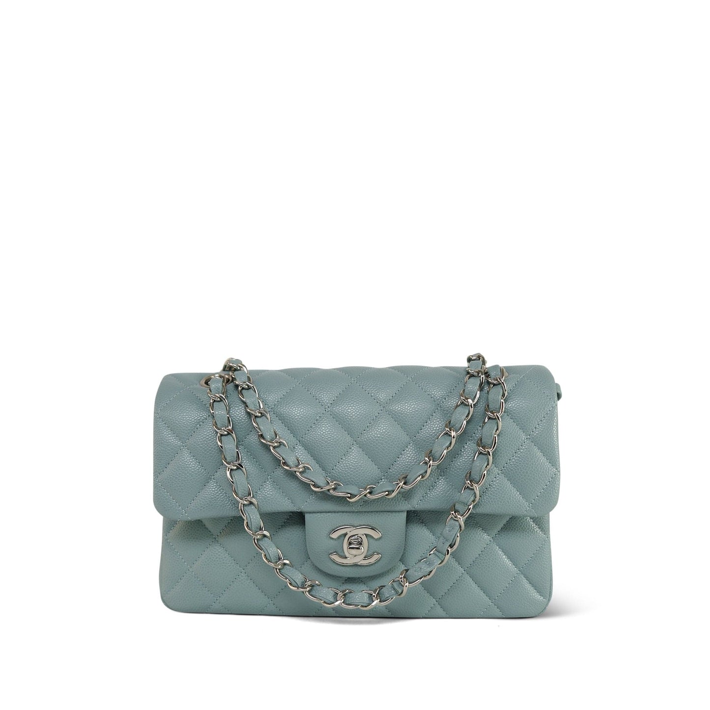 20B Blue Caviar Quilted Classic Flap Small Silver Hardware