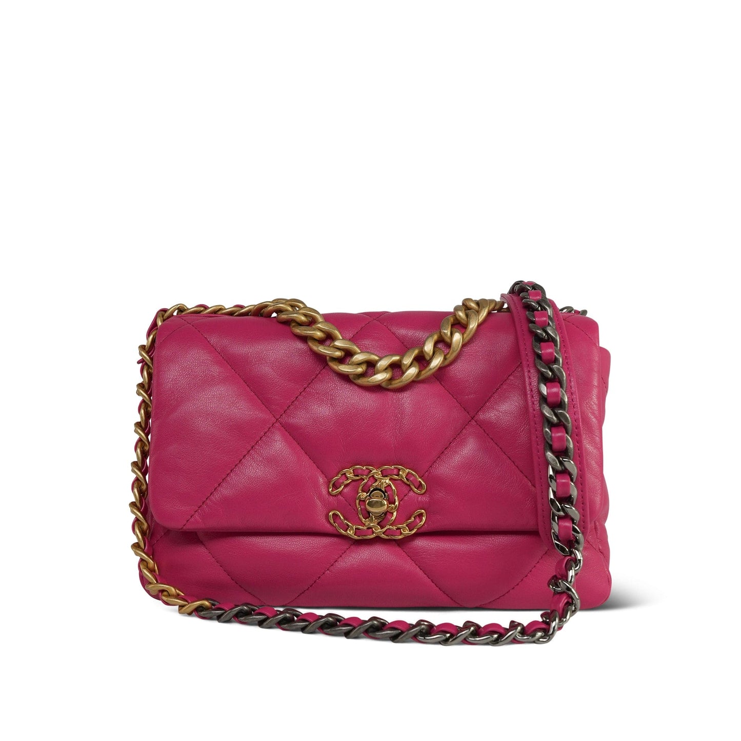 20A Pink Goatskin Quilted 19 Flap Small Mixed Hardware