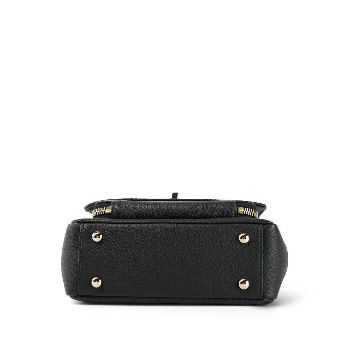 20B Black Caviar Quilted Business Affinity Flap Small Light Gold Hardware