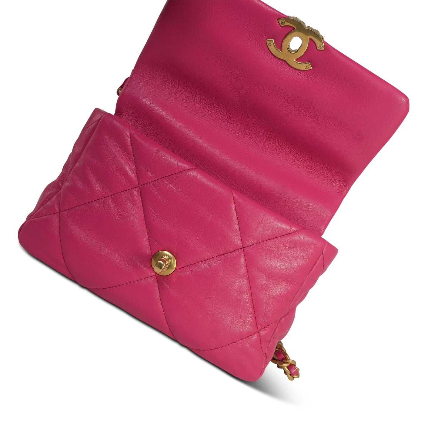 20A Pink Goatskin Quilted 19 Flap Small Mixed Hardware