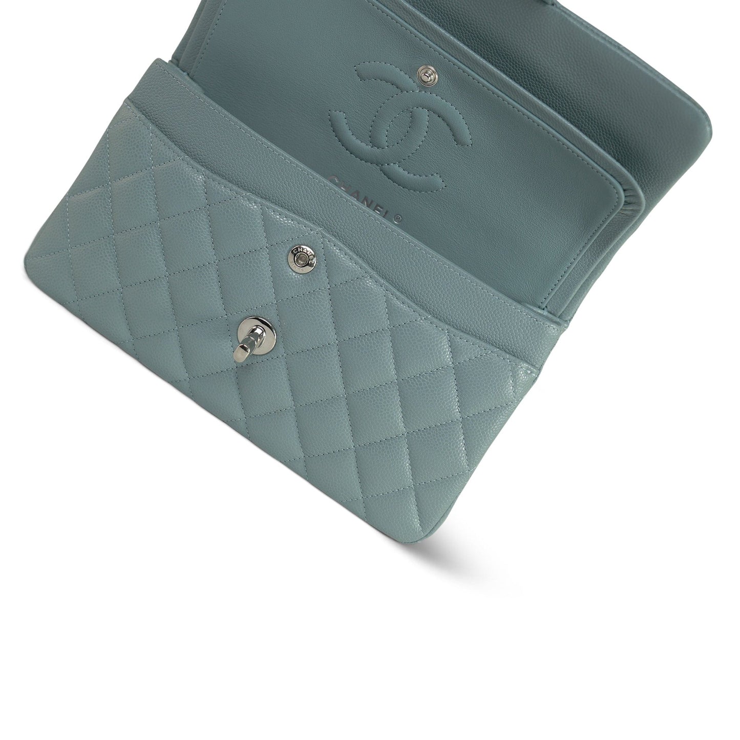 20B Blue Caviar Quilted Classic Flap Small Silver Hardware