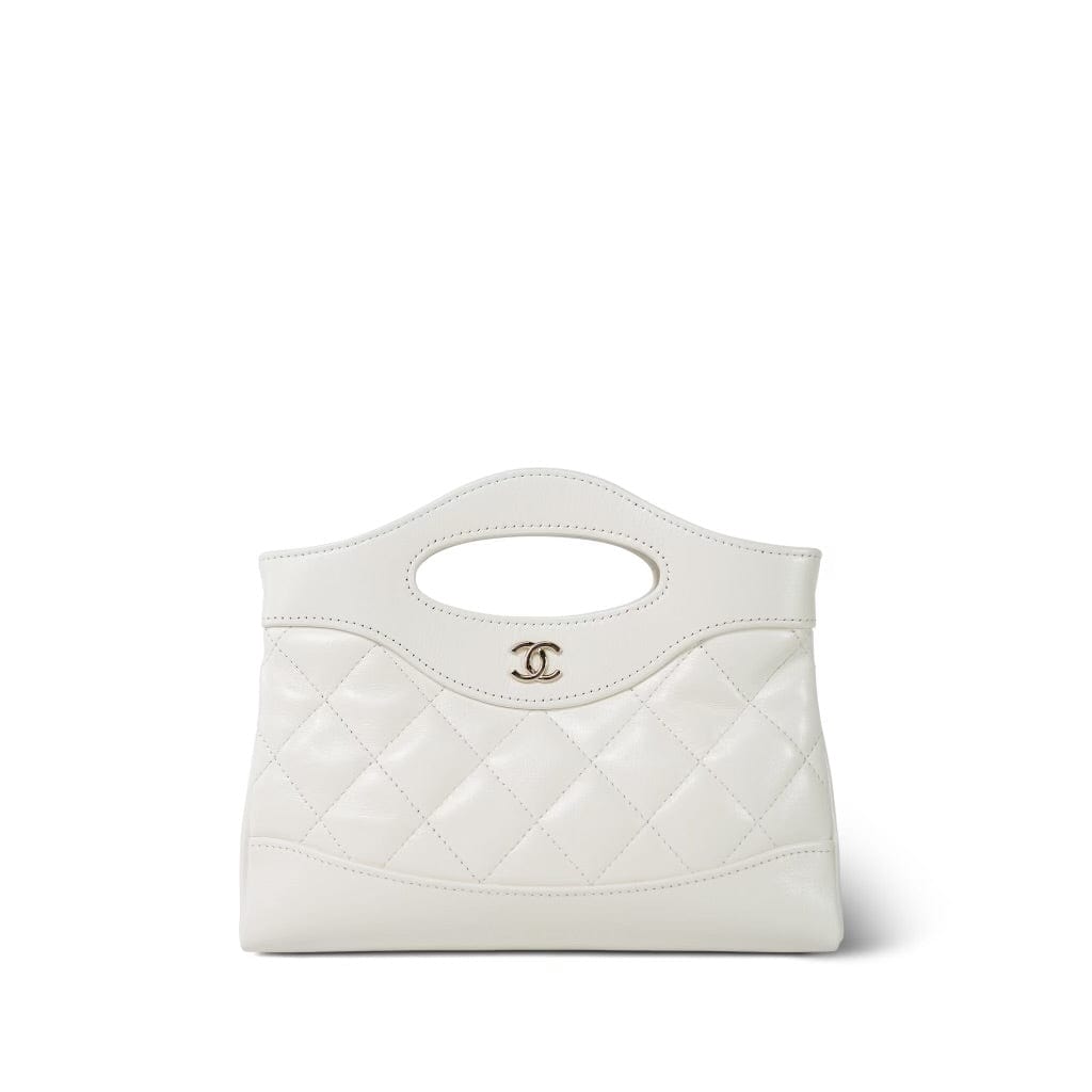 White 31 Nano Shopping Bag Light Gold Hardware