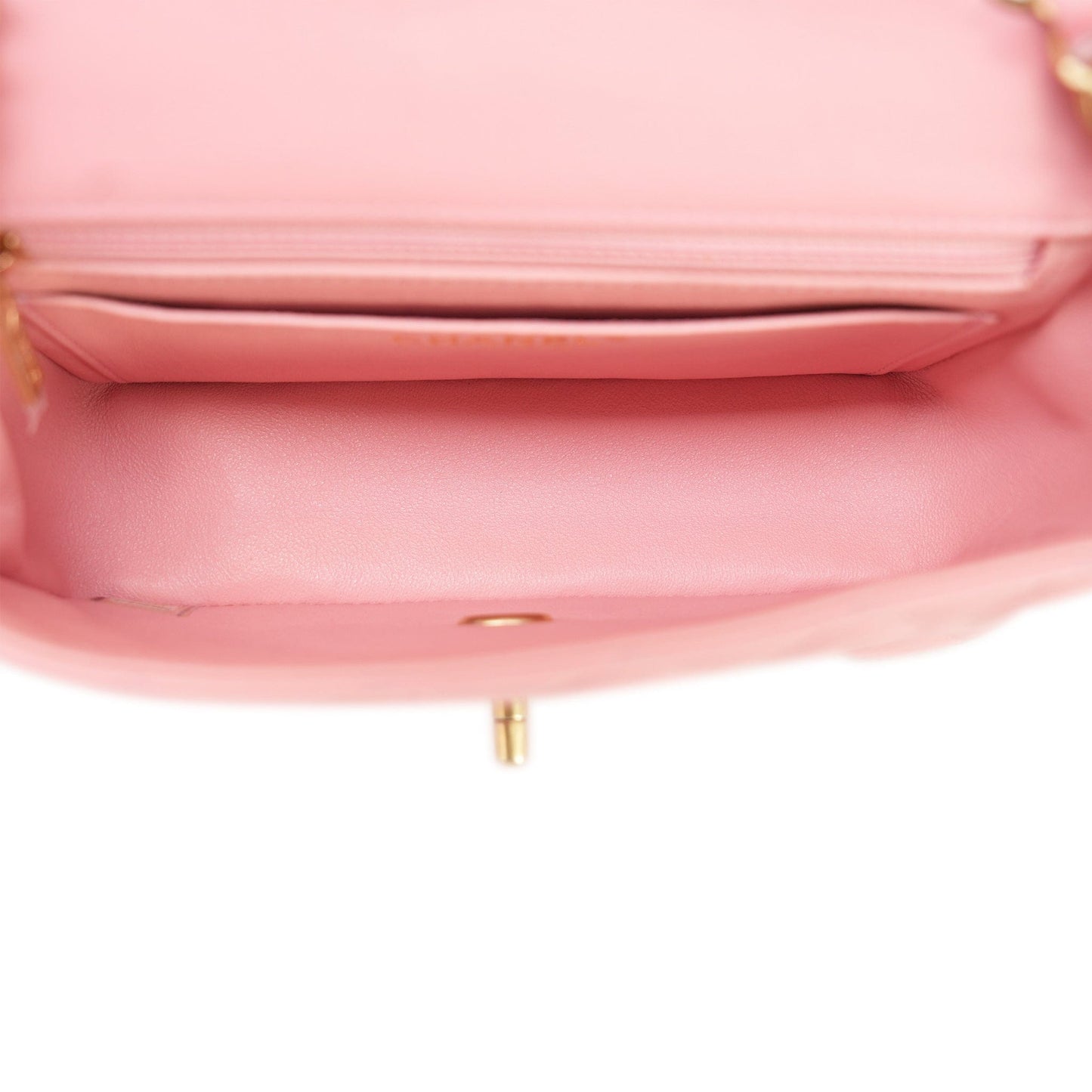 19s Pink Lambskin Quilted Mini Rectangular Flap Aged Gold Hardware