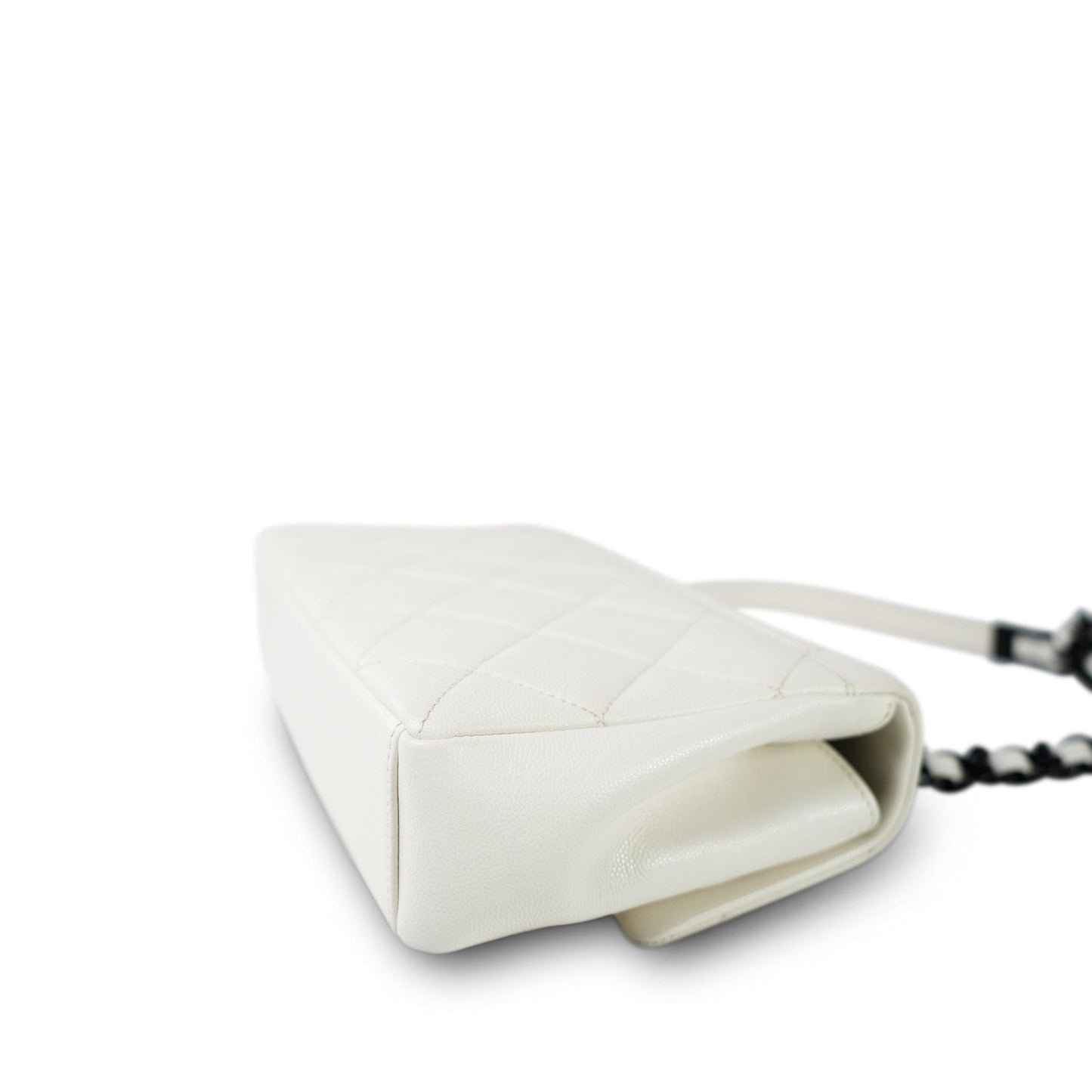 White Caviar Quilted My Everything Flap Black Hardware