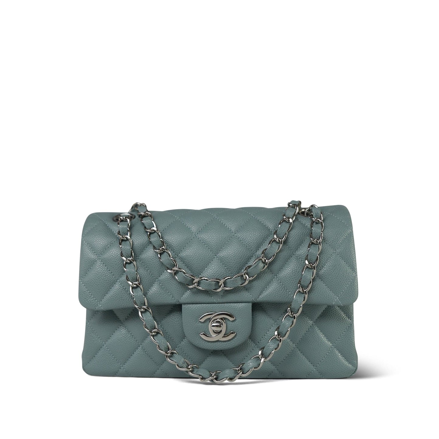 20B Blue Caviar Quilted Classic Flap Small Silver Hardware