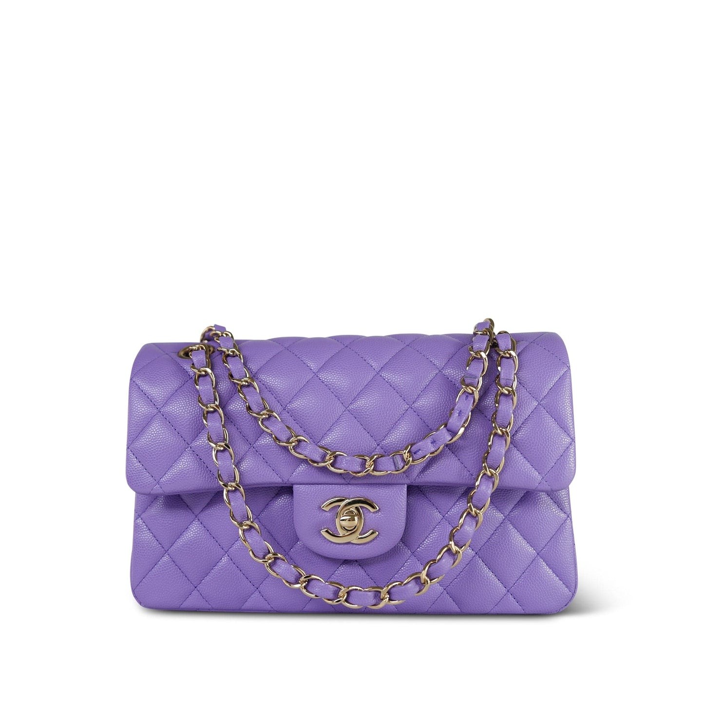 20S Purple Caviar Quilted Classic Flap Small LGHW