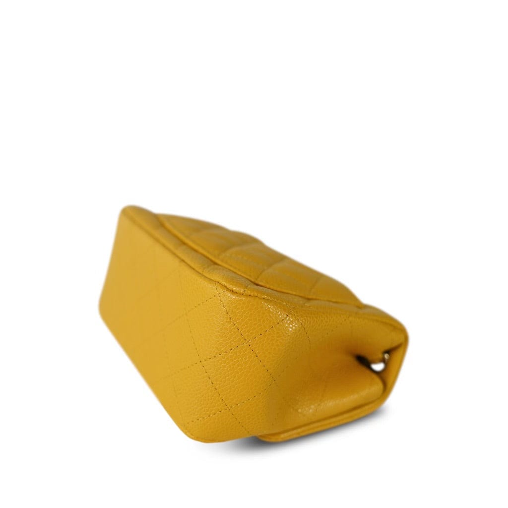 18S Yellow Caviar Quilted Mini Square Flap LGHW