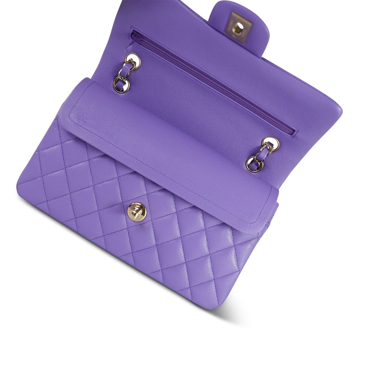 20S Purple Caviar Quilted Classic Flap Small LGHW