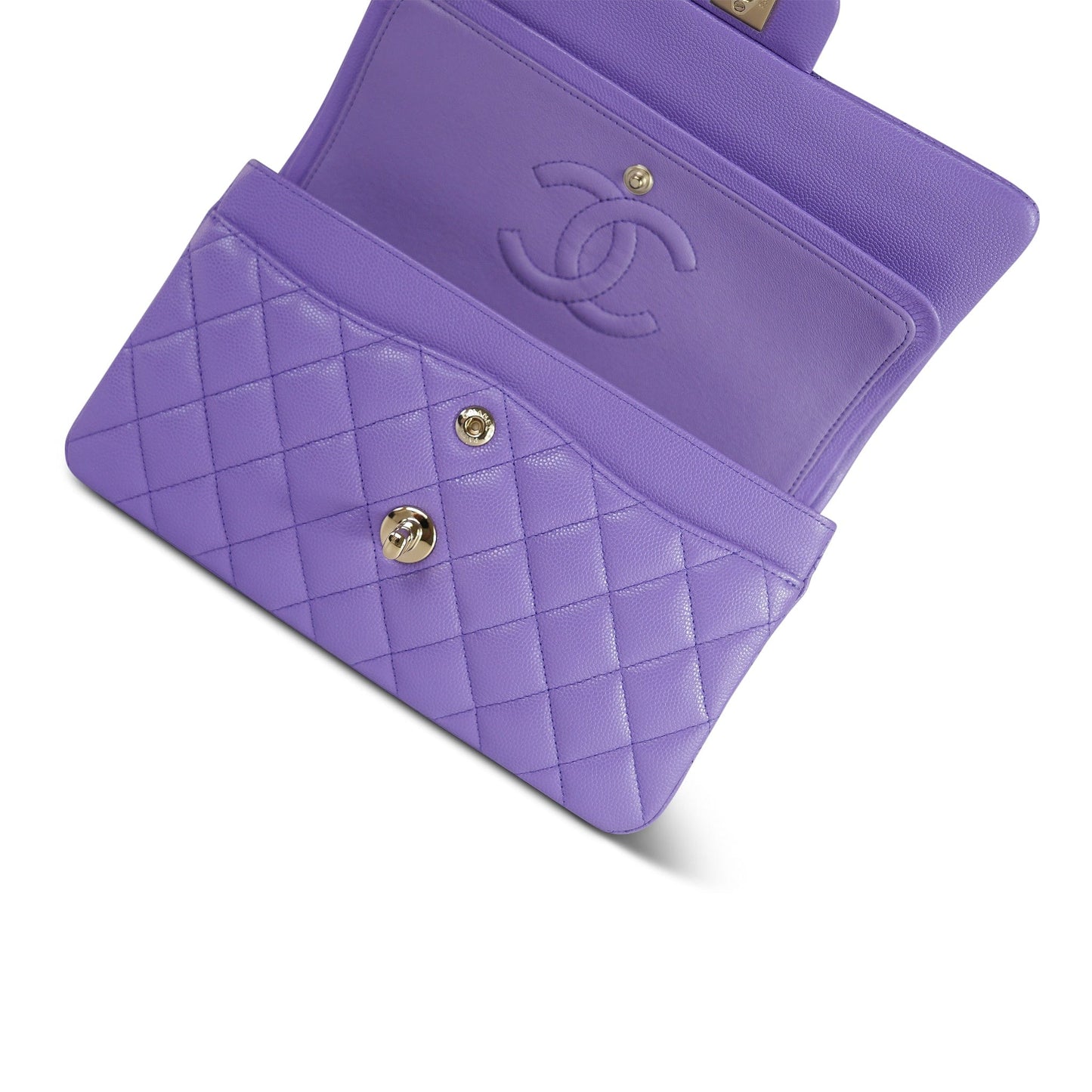 20S Purple Caviar Quilted Classic Flap Small LGHW