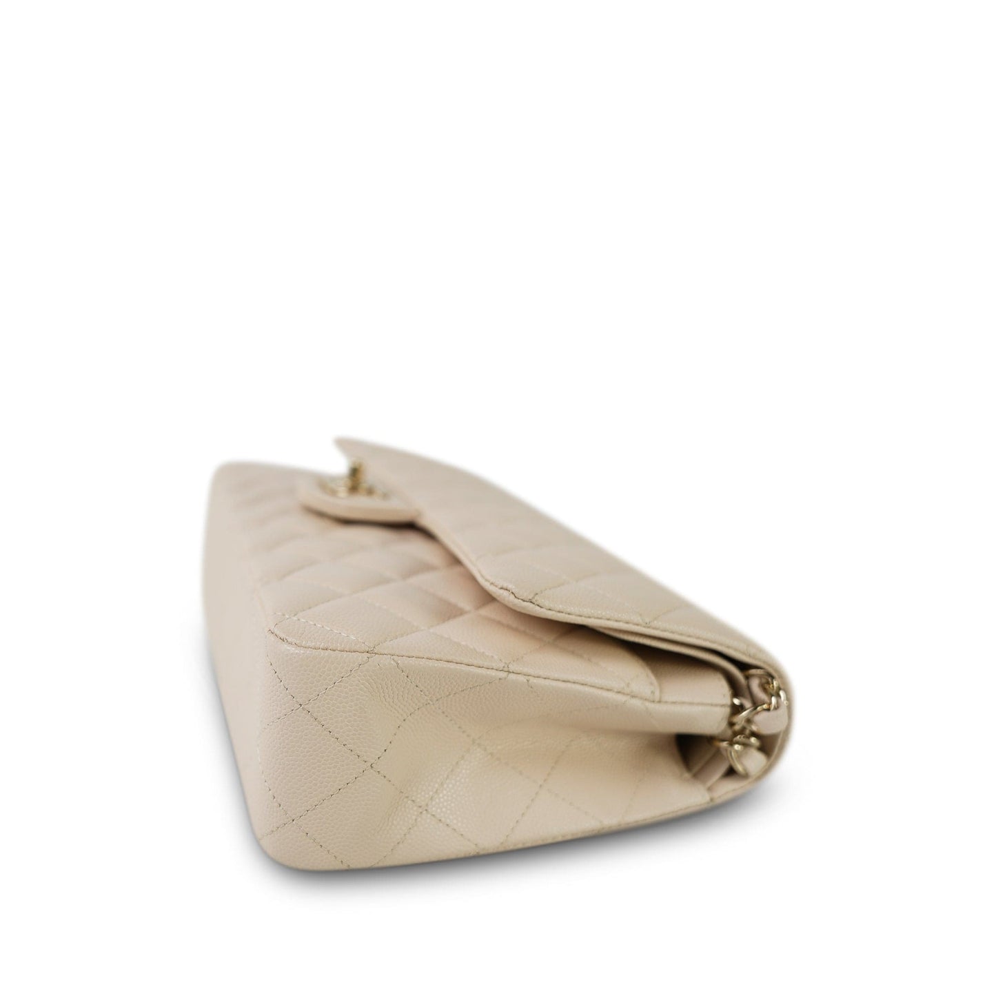 20C Light Beige Caviar Quilted Classic Flap Medium Light Gold Hardware