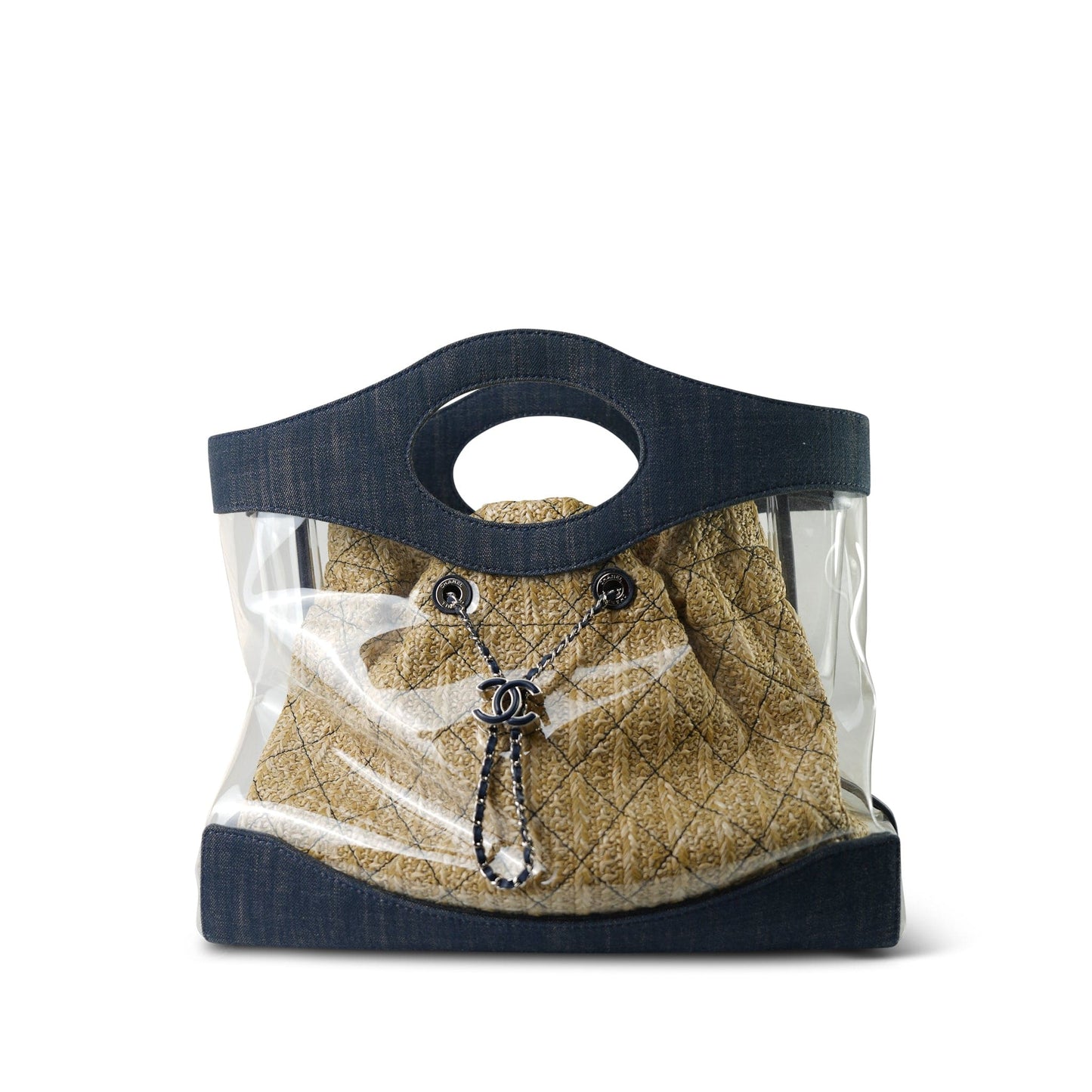 19S Blue Denim PVC Raffia Shopping Tote 31 Small SHW