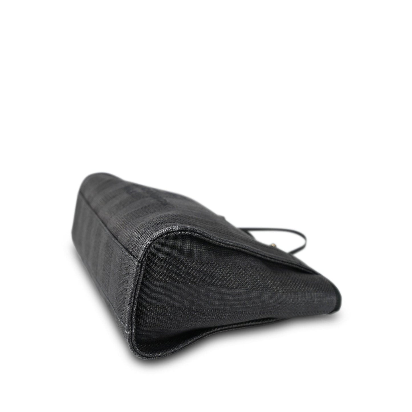 20P Black Stripe Raffia Deauville Shopping Tote Small Light Gold Hardware