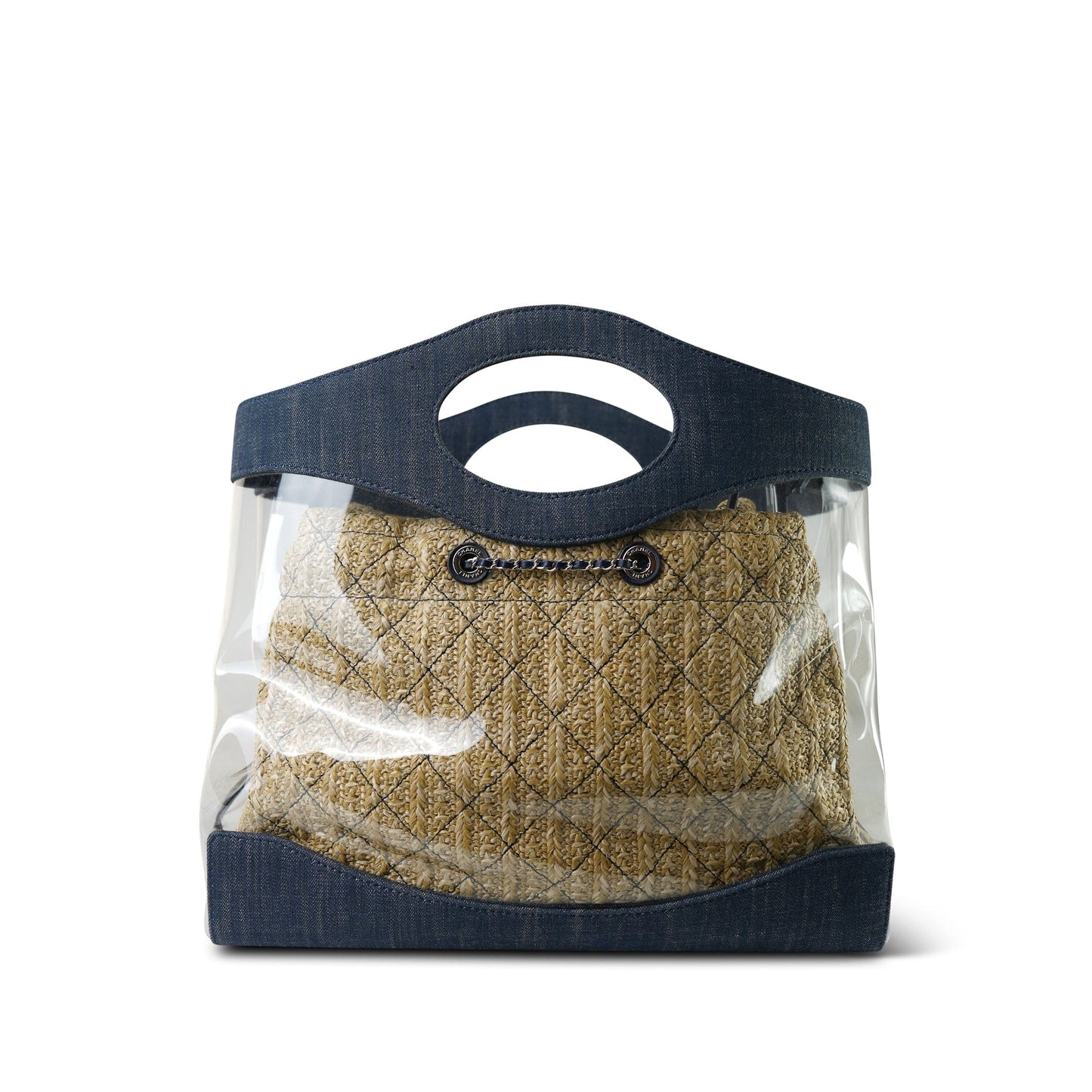 19S Blue Denim PVC Raffia Shopping Tote 31 Small SHW