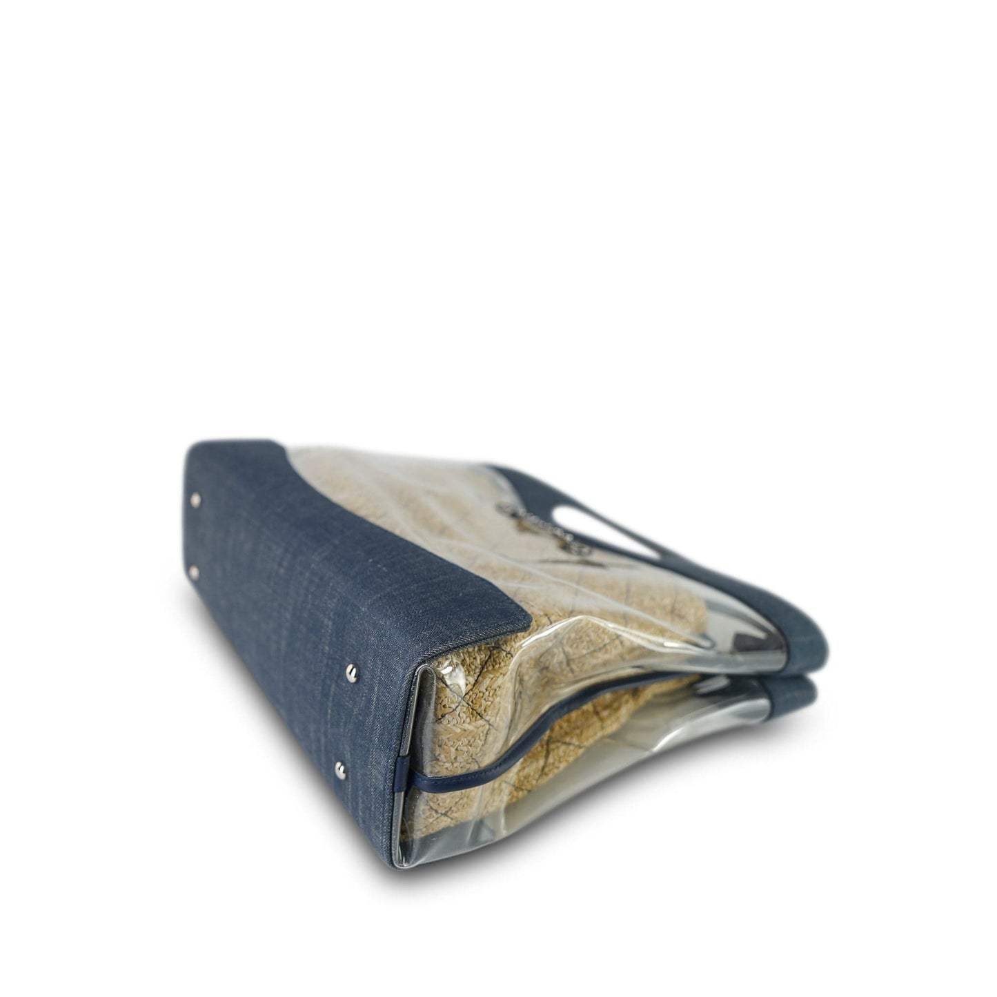 19S Blue Denim PVC Raffia Shopping Tote 31 Small SHW