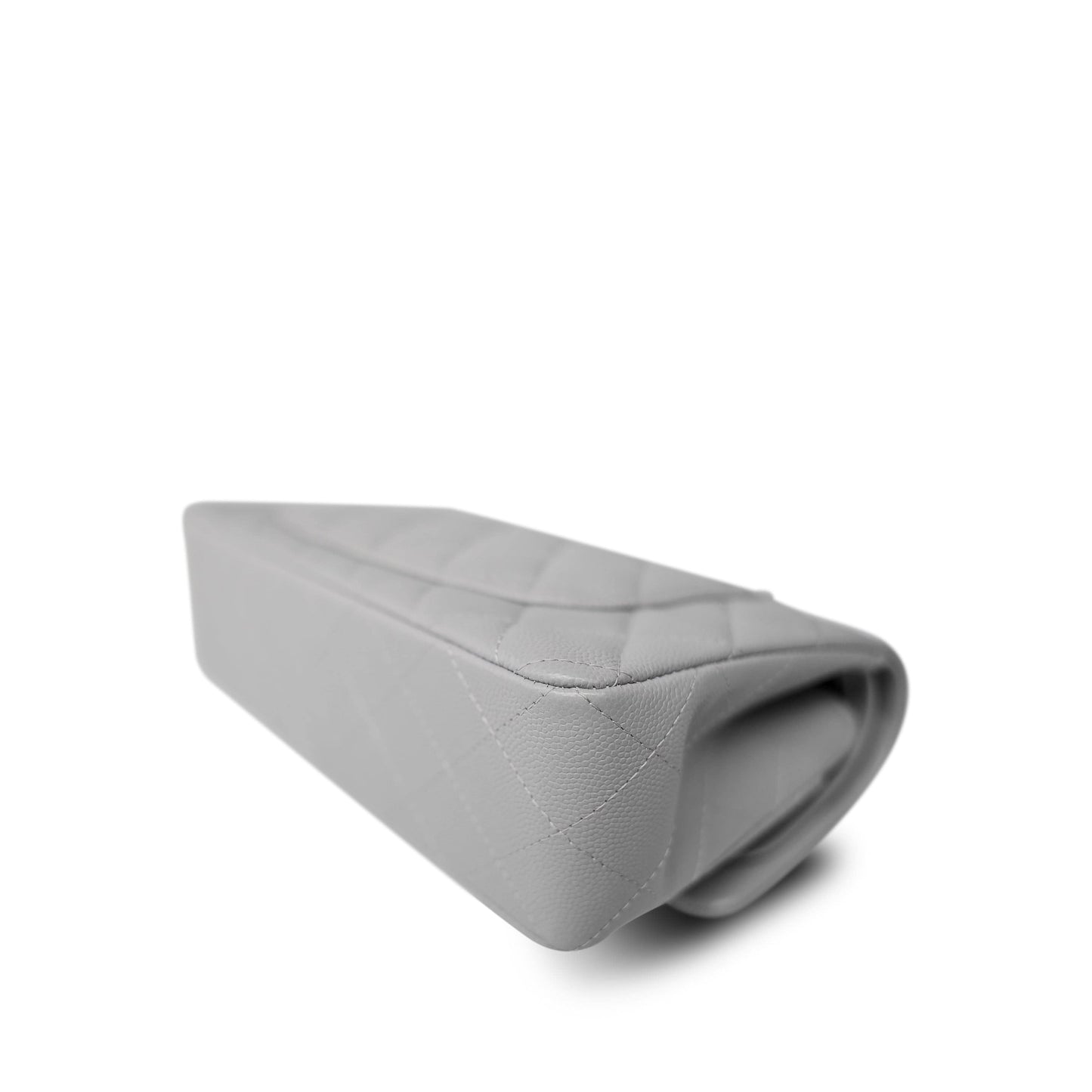 21A Grey Caviar Quilted Classic Flap Small Light Gold Hardware