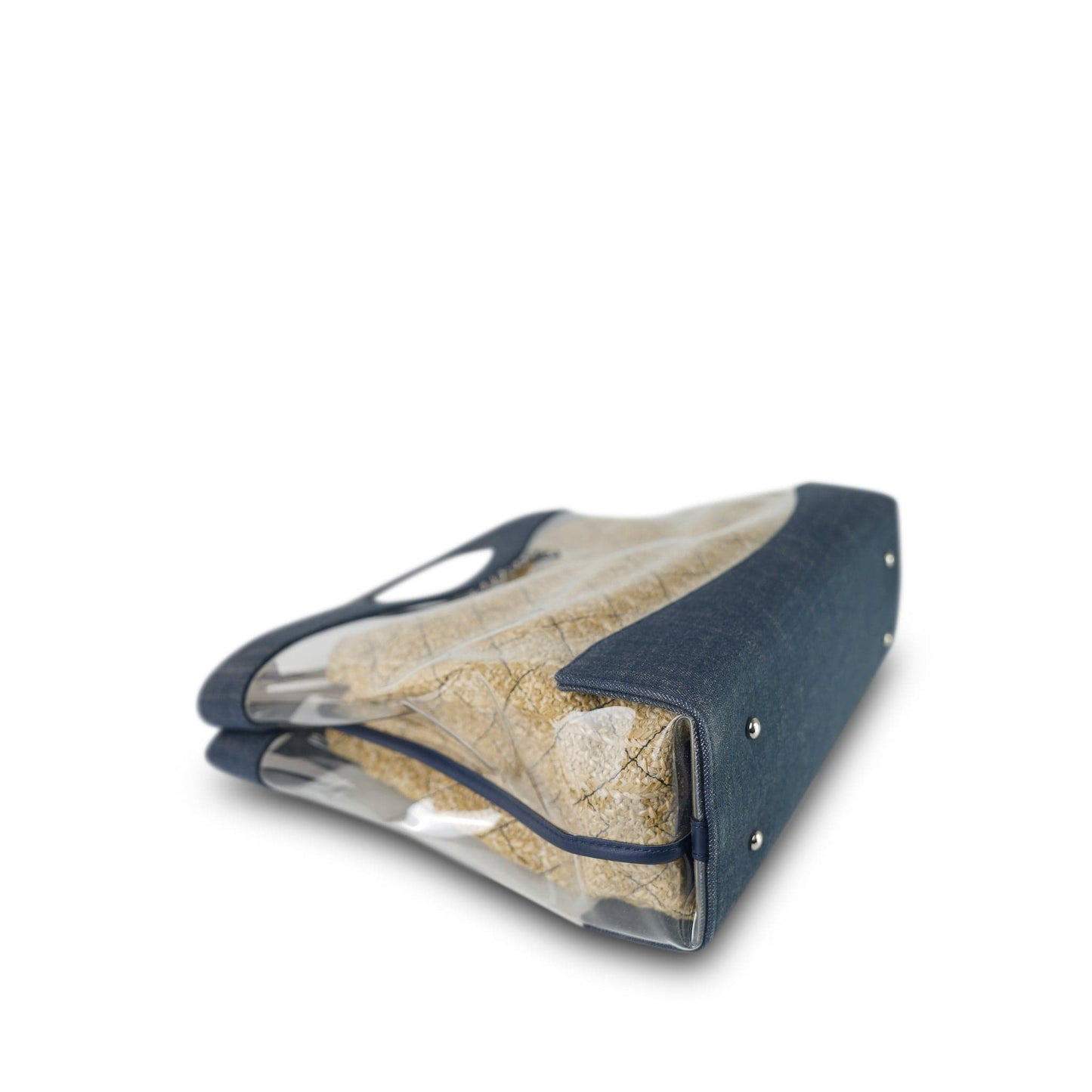 19S Blue Denim PVC Raffia Shopping Tote 31 Small SHW