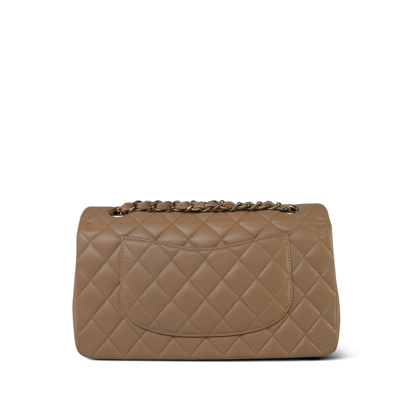 19B Beige Caviar Quilted Classic Flap Medium Light Gold Hardware