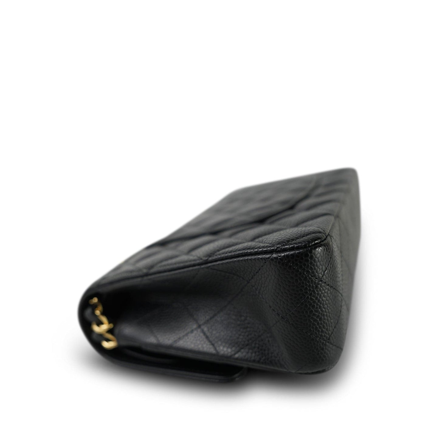 20C Black Caviar Quilted Classic Flap Medium Gold Hardware