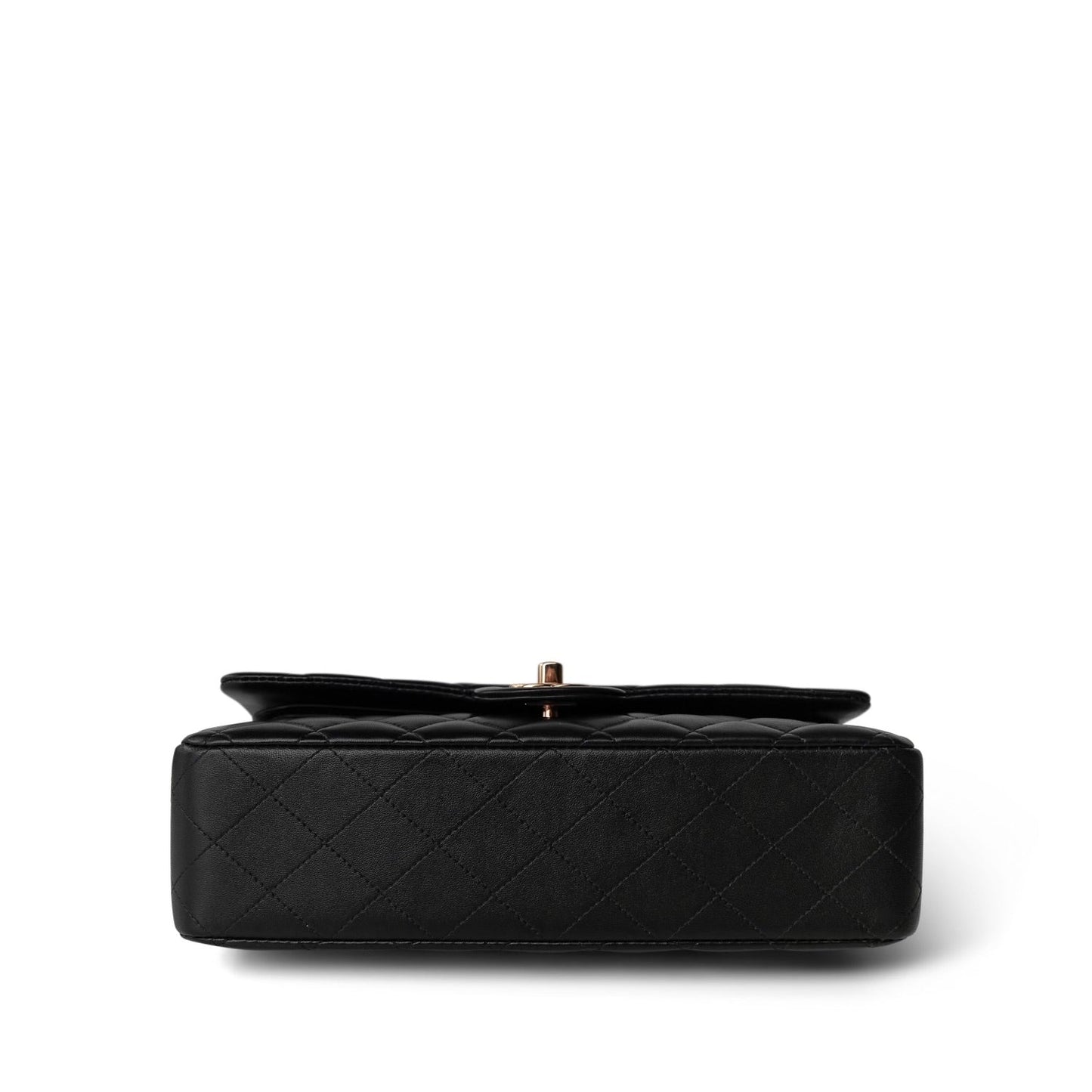 21B Black Lambskin Quilted Classic Flap Medium Rose Gold Hardware