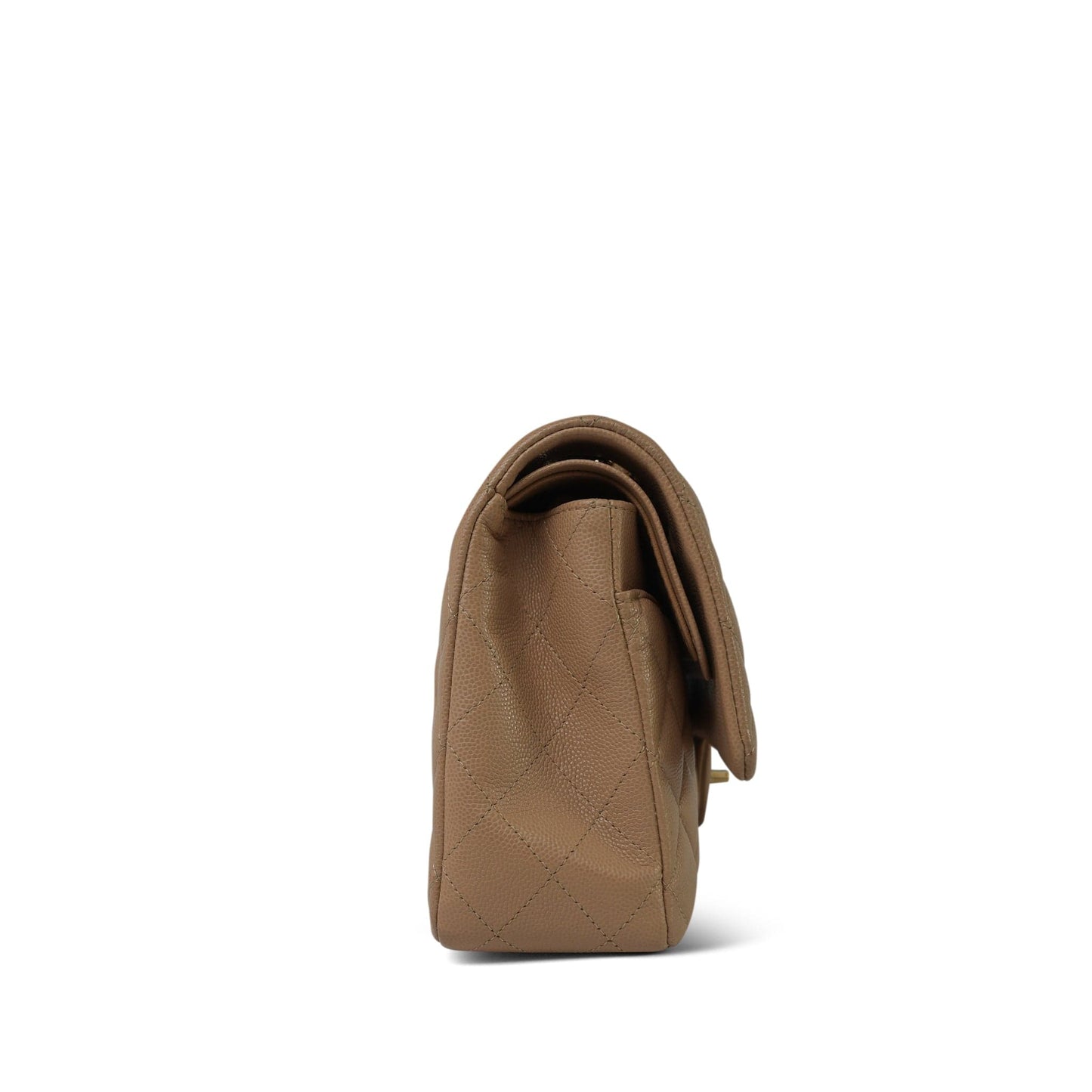 19B Beige Caviar Quilted Classic Flap Medium Light Gold Hardware