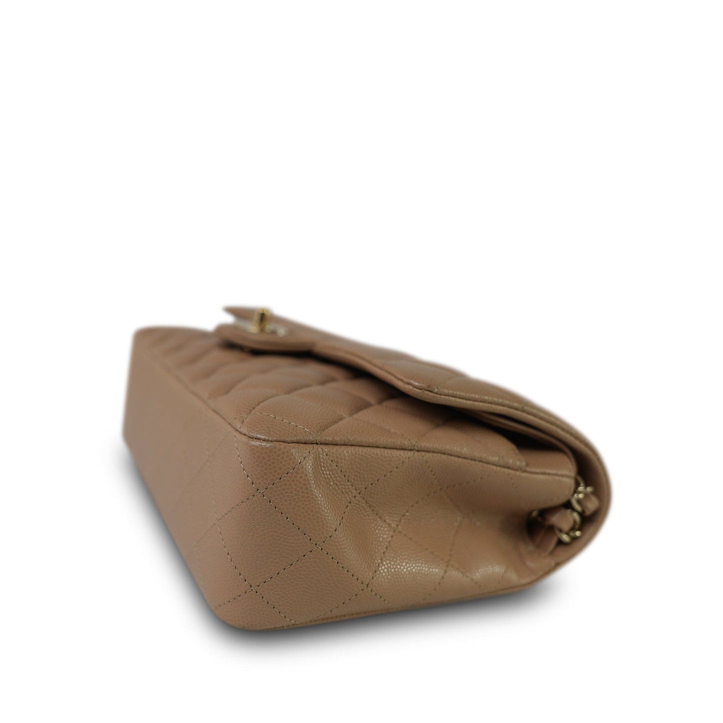 19B Beige Caviar Quilted Classic Flap Medium Light Gold Hardware