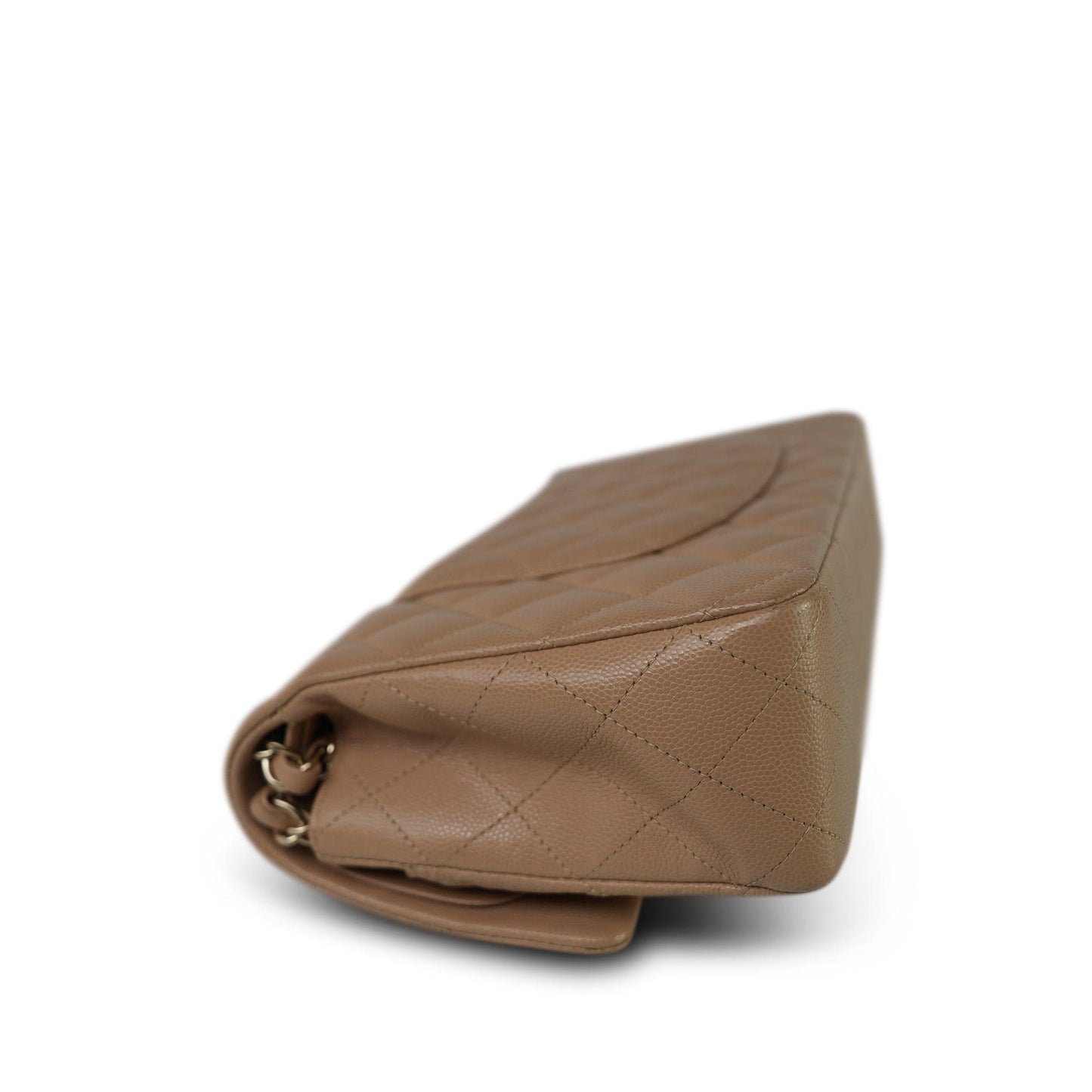 19B Beige Caviar Quilted Classic Flap Medium Light Gold Hardware