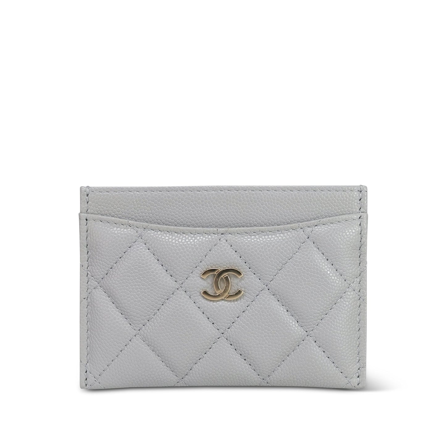 21A Grey Caviar Quilted Classic Card Holder LGHW