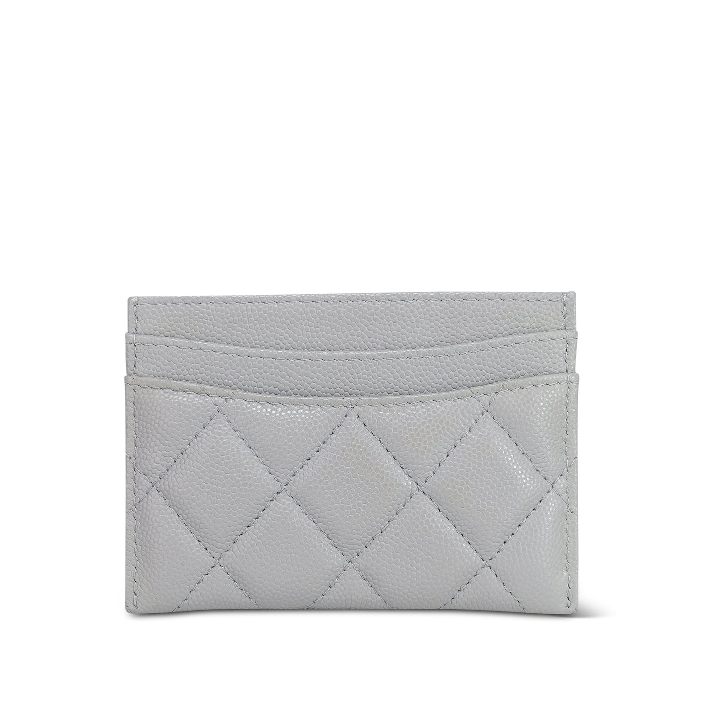21A Grey Caviar Quilted Classic Card Holder LGHW