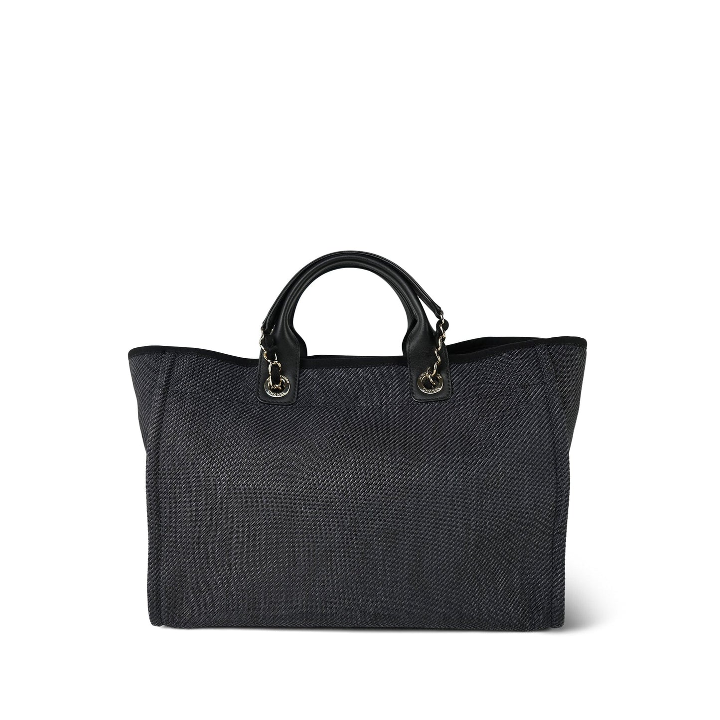 20A Black Mixed Fibers Medium Deauville Tote Light Gold Hardware