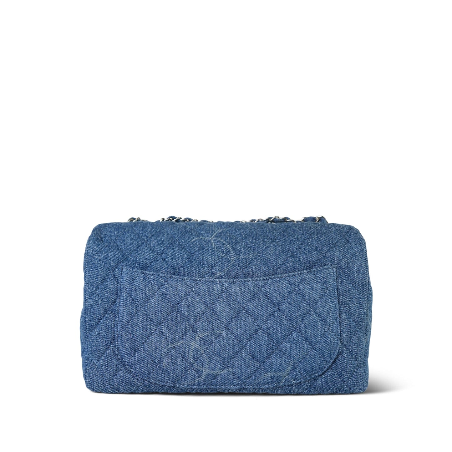 20B Blue Denim Quilted CC Single Flap Jumbo SHW