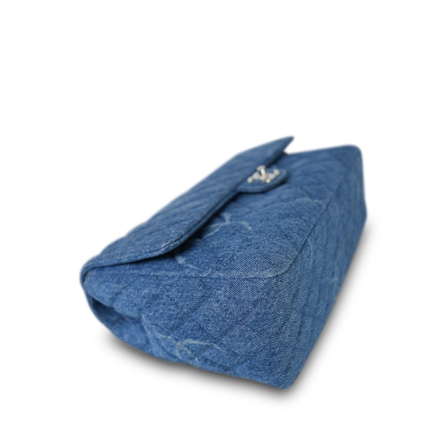 20B Blue Denim Quilted CC Single Flap Jumbo SHW