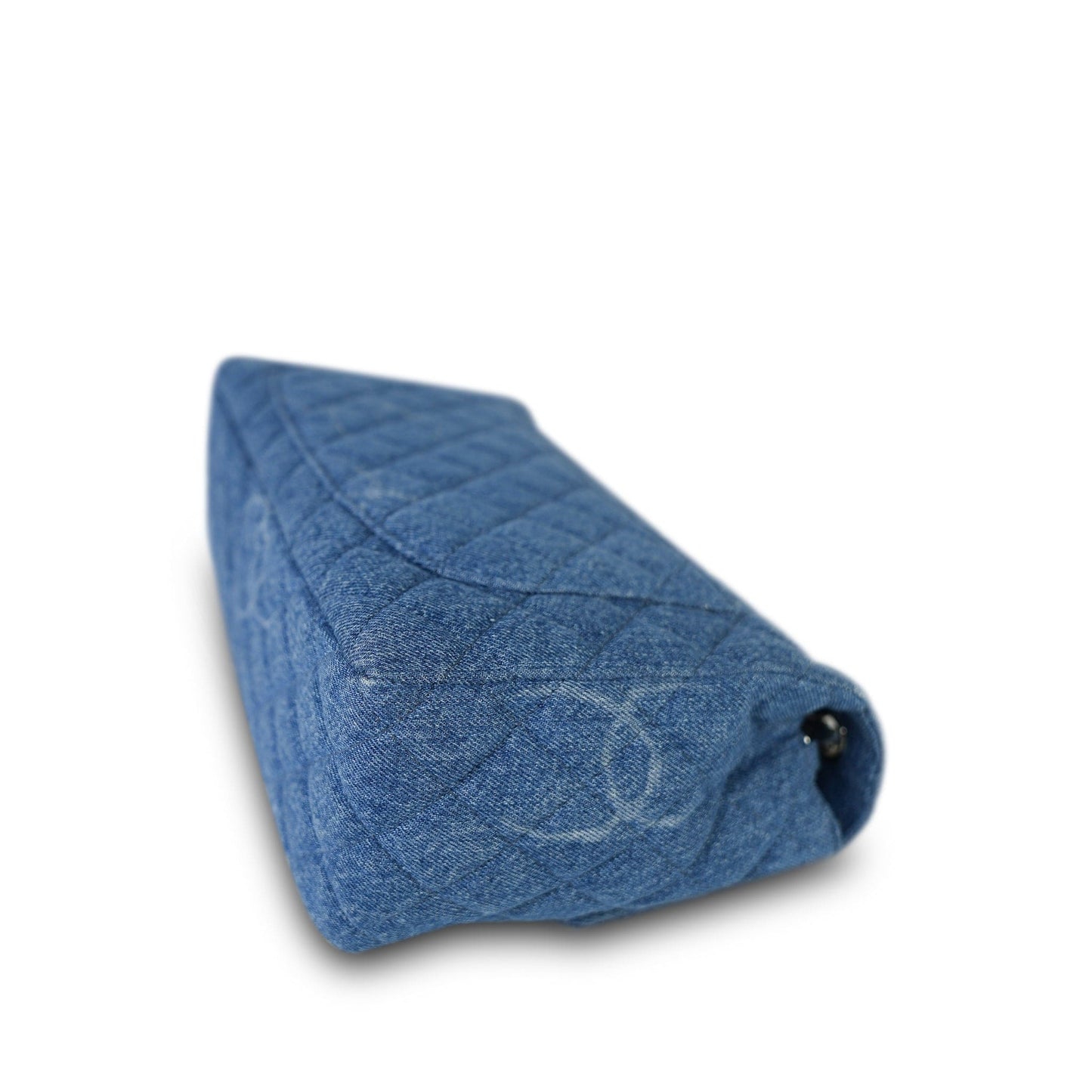 20B Blue Denim Quilted CC Single Flap Jumbo SHW