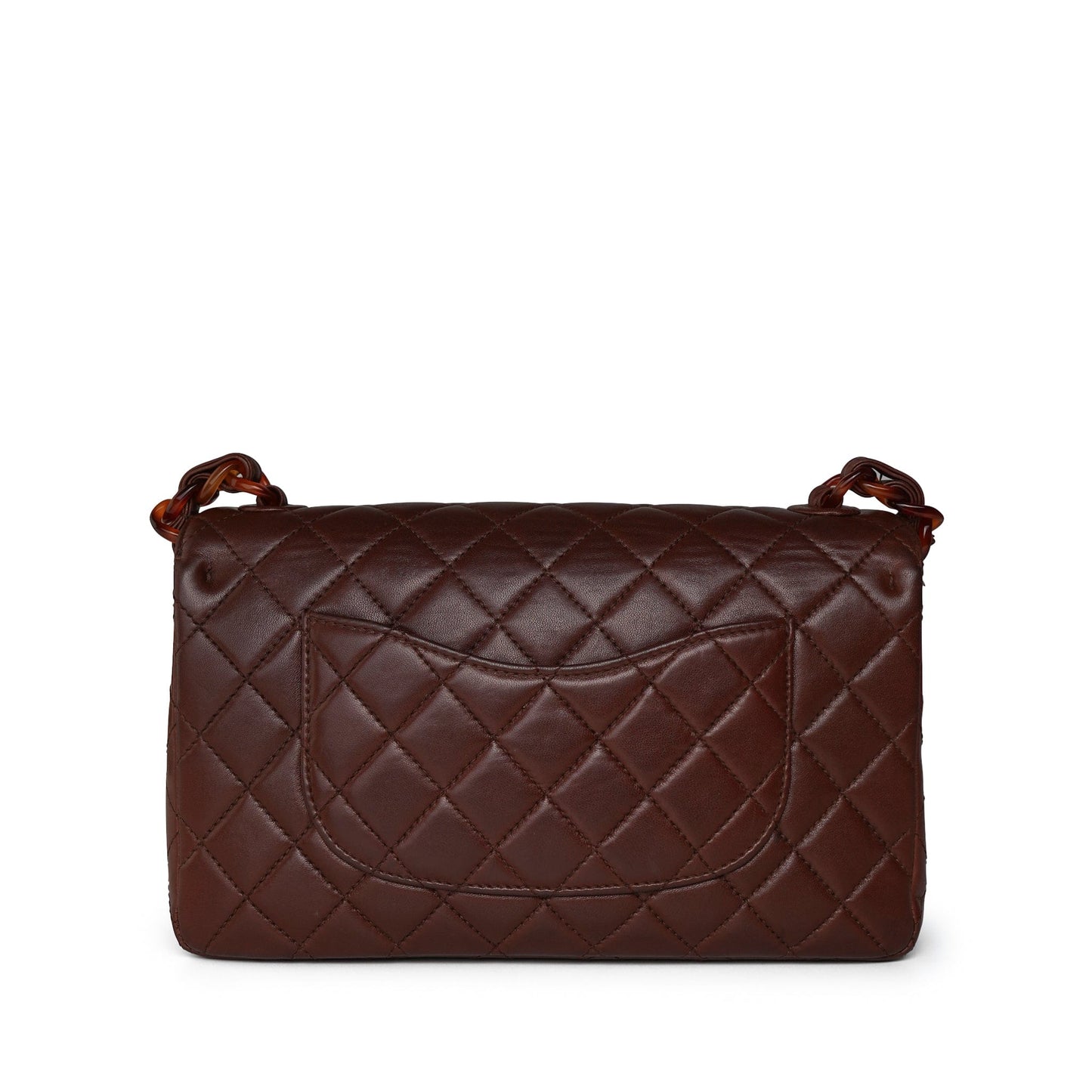 Vintage Brown Lambskin Quilted Single Flap Medium Tortoiseshell Hardware