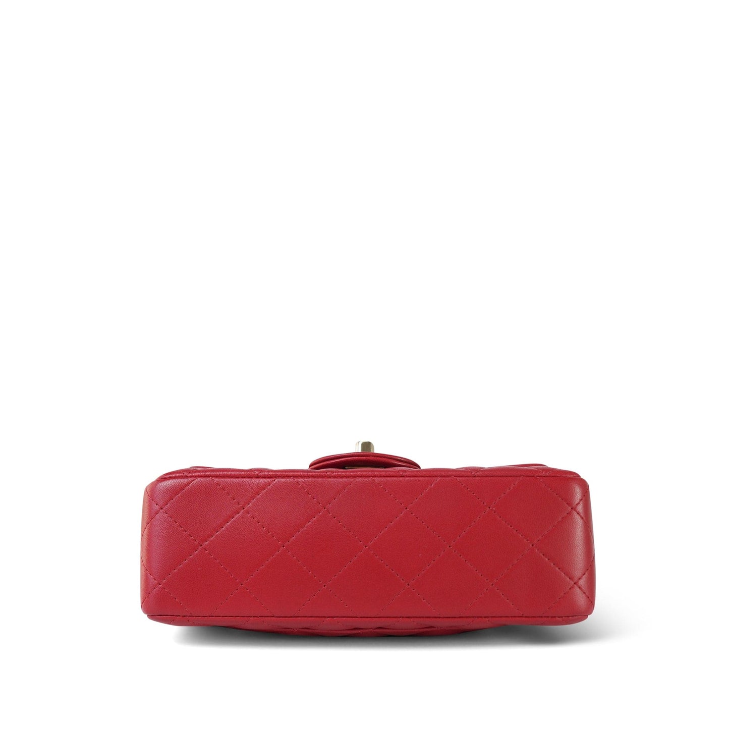 20S Red Lambskin Quilted Mini Rectangular Flap Light Gold Hardware