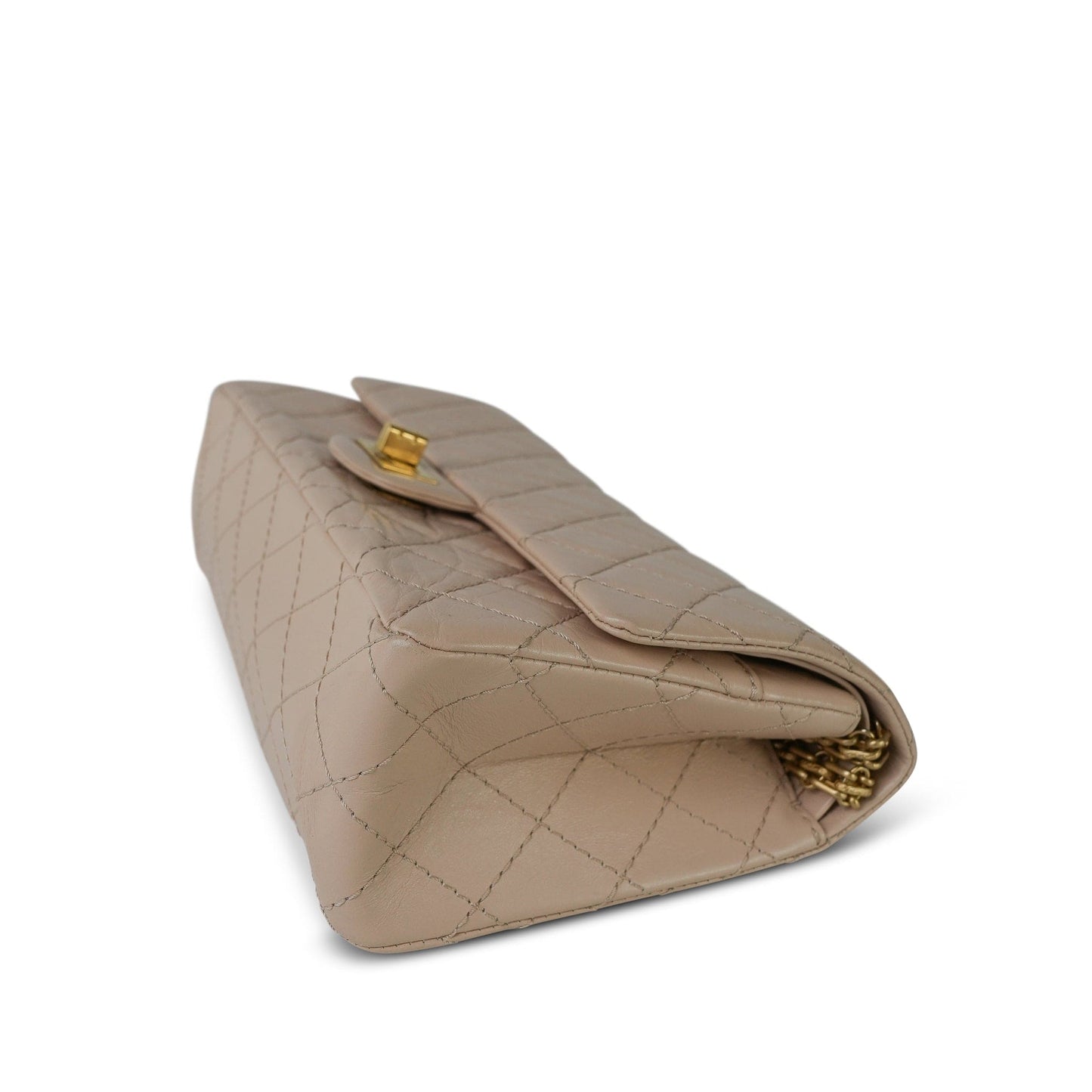 18A Beige Crumpled Calfskin Quilted Reissue 2.55 225 Aged Gold Hardware