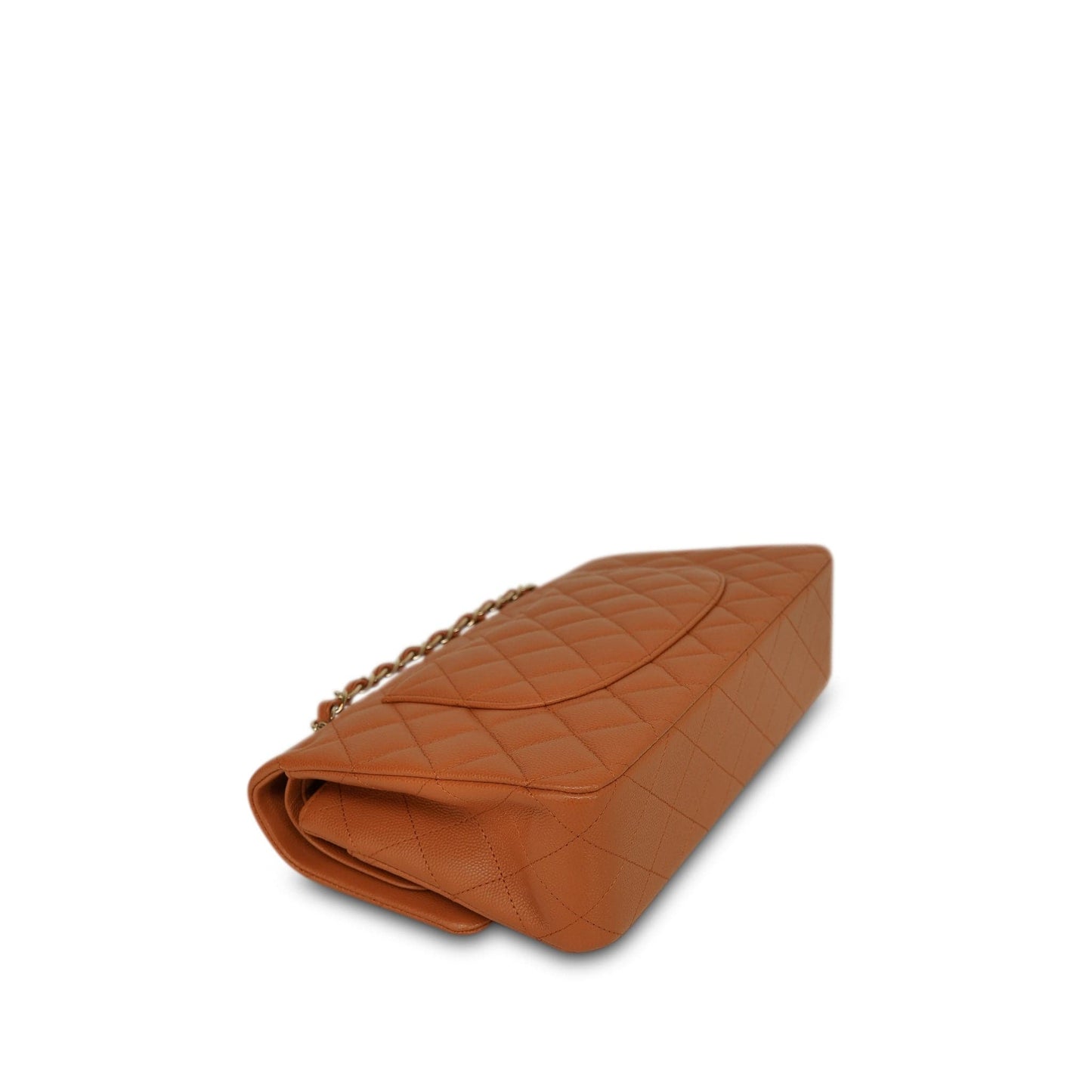 21A Caramel/Orange Caviar Quilted Classic Flap Medium LGHW