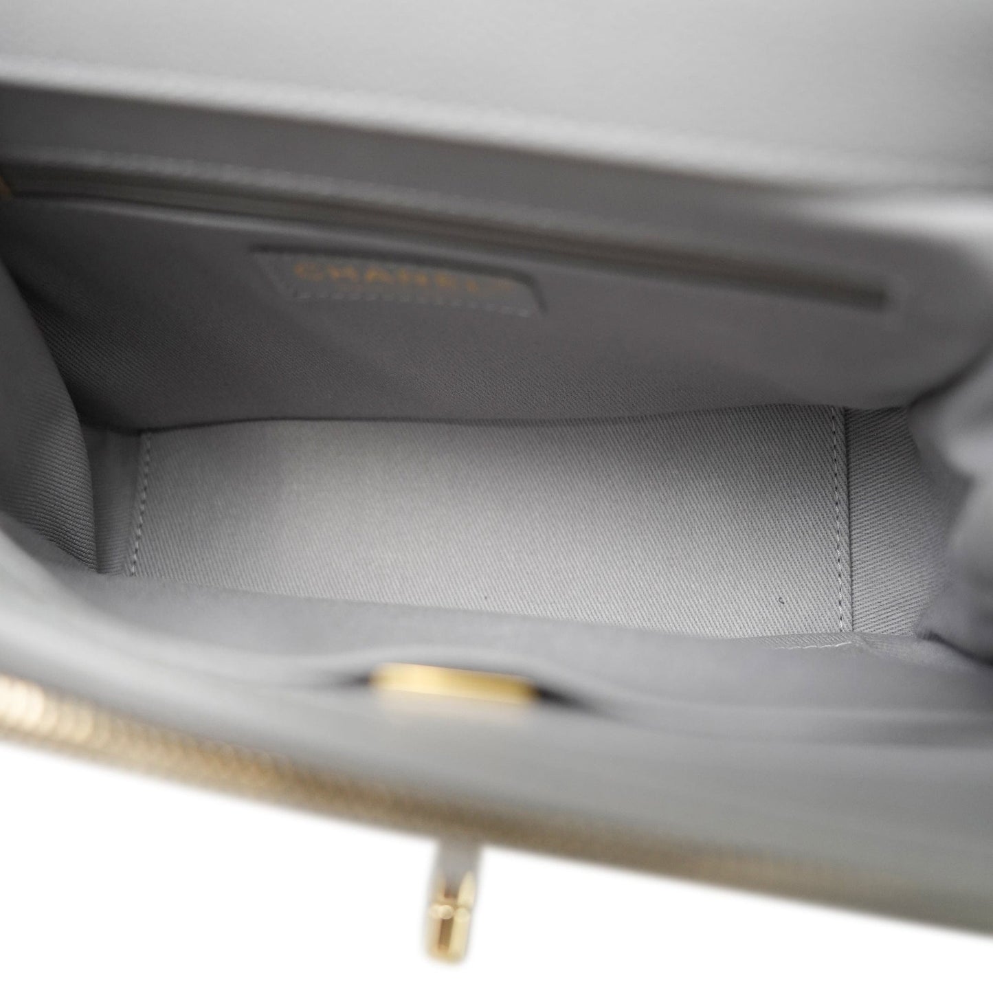 21B Grey Caviar Quilted Business Affinity Medium Flap Light Gold Hardware