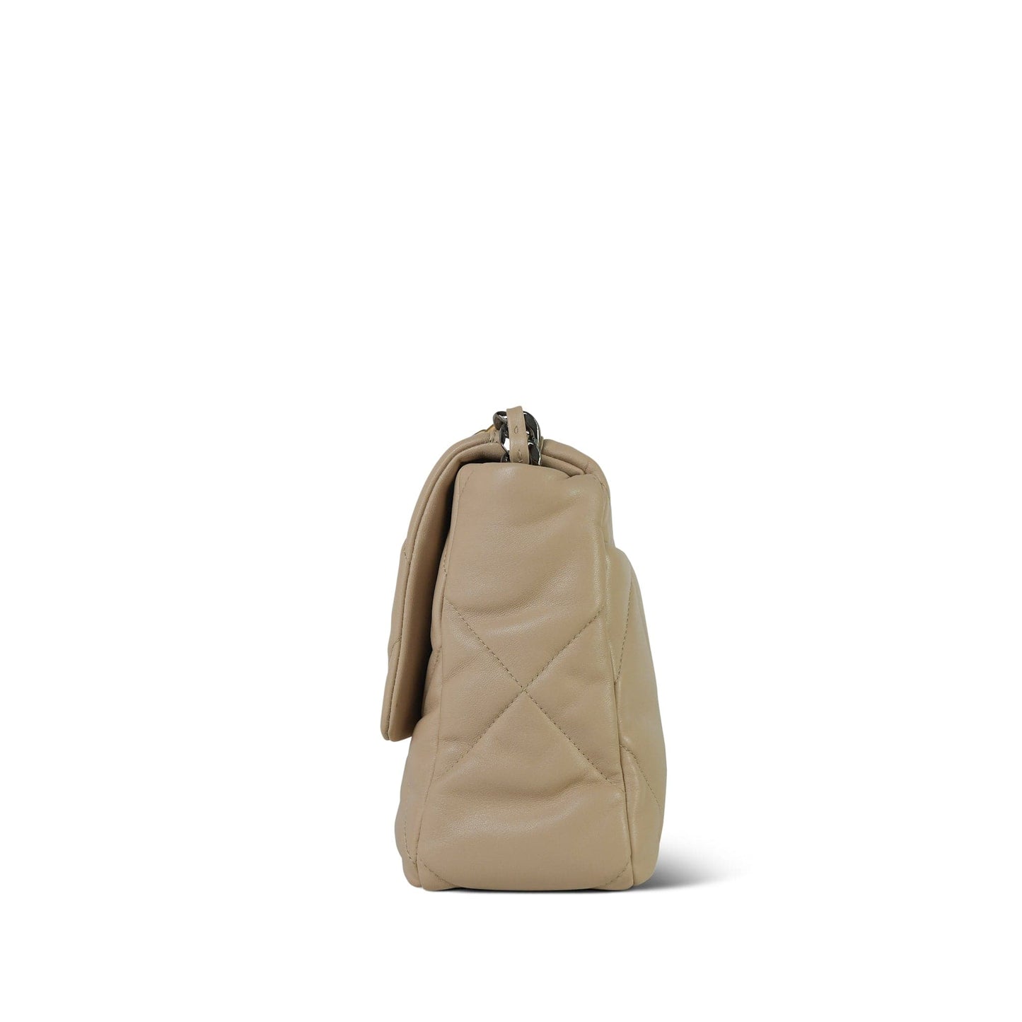 21B Beige Lambskin Quilted 19 Flap Medium/Large MHW