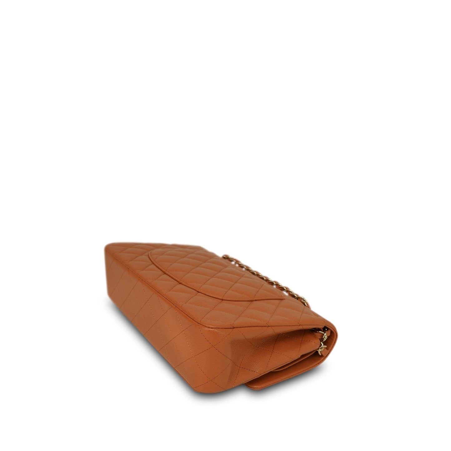 21A Caramel/Orange Caviar Quilted Classic Flap Medium LGHW